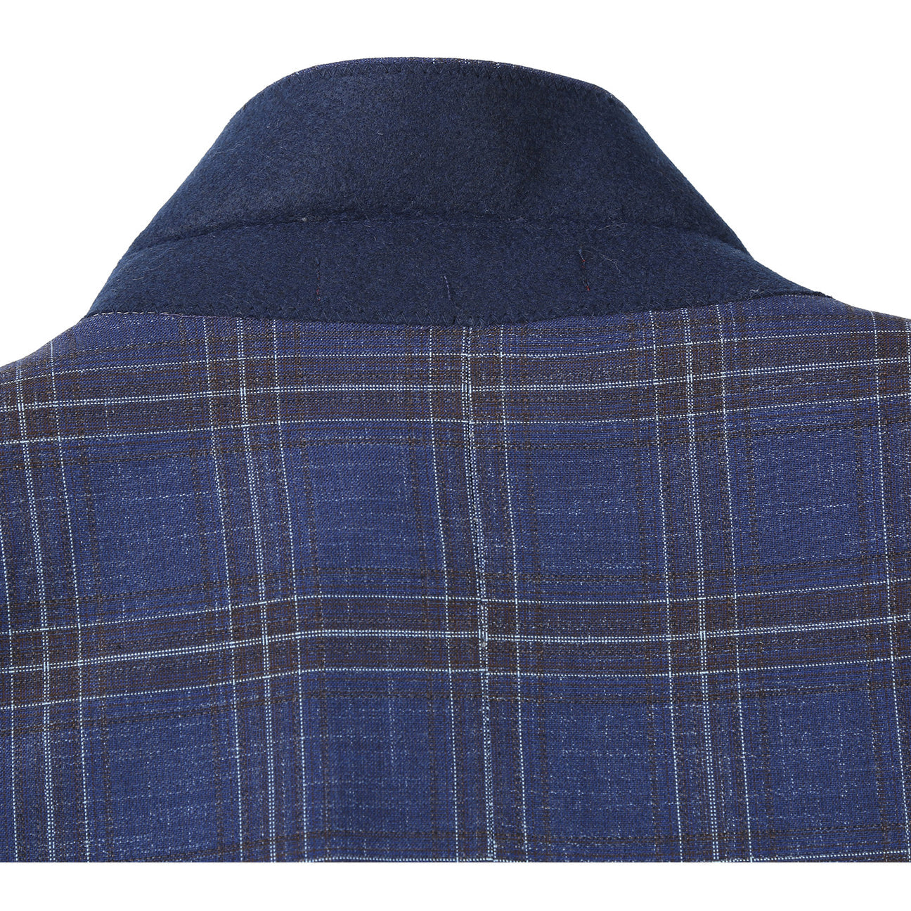 The Alessandro Vitello by Renoir Blue Slim Fit Side Vented Blazer 294-19, styled with a white shirt and purple polka dot tie, is elegantly displayed on a mannequin.
