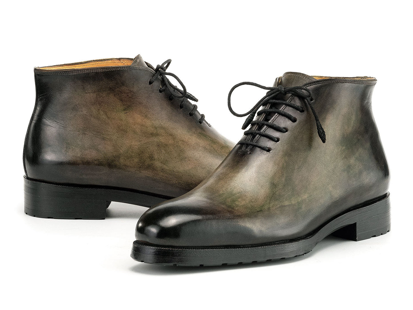 The Paul Parkman Men's Green Patina Ankle Boots (791GRN57) feature a hand-painted finish, superior craftsmanship, and timeless style—elevating your look with this made-to-order footwear by Paul Parkman.