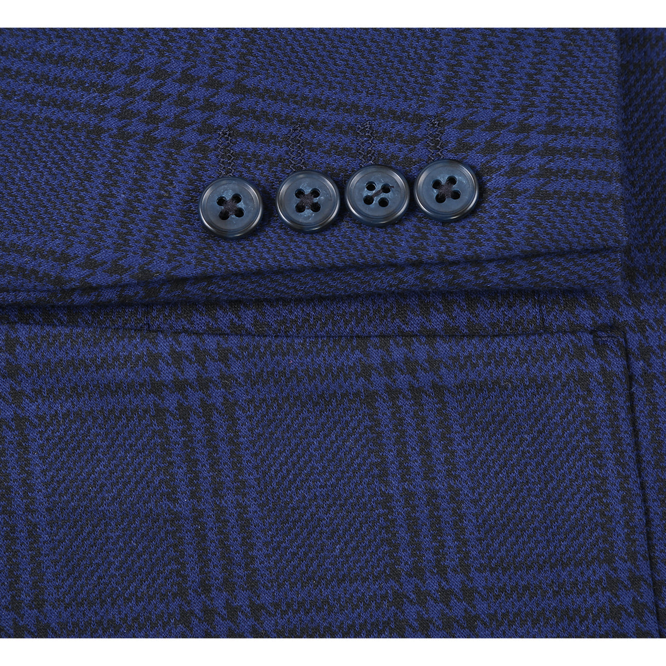 Mannequin styled in Pellagio Royal Blue Men's Half Canvas Blazer PF24-10 with a white shirt, red polka dot tie, and green pocket square.