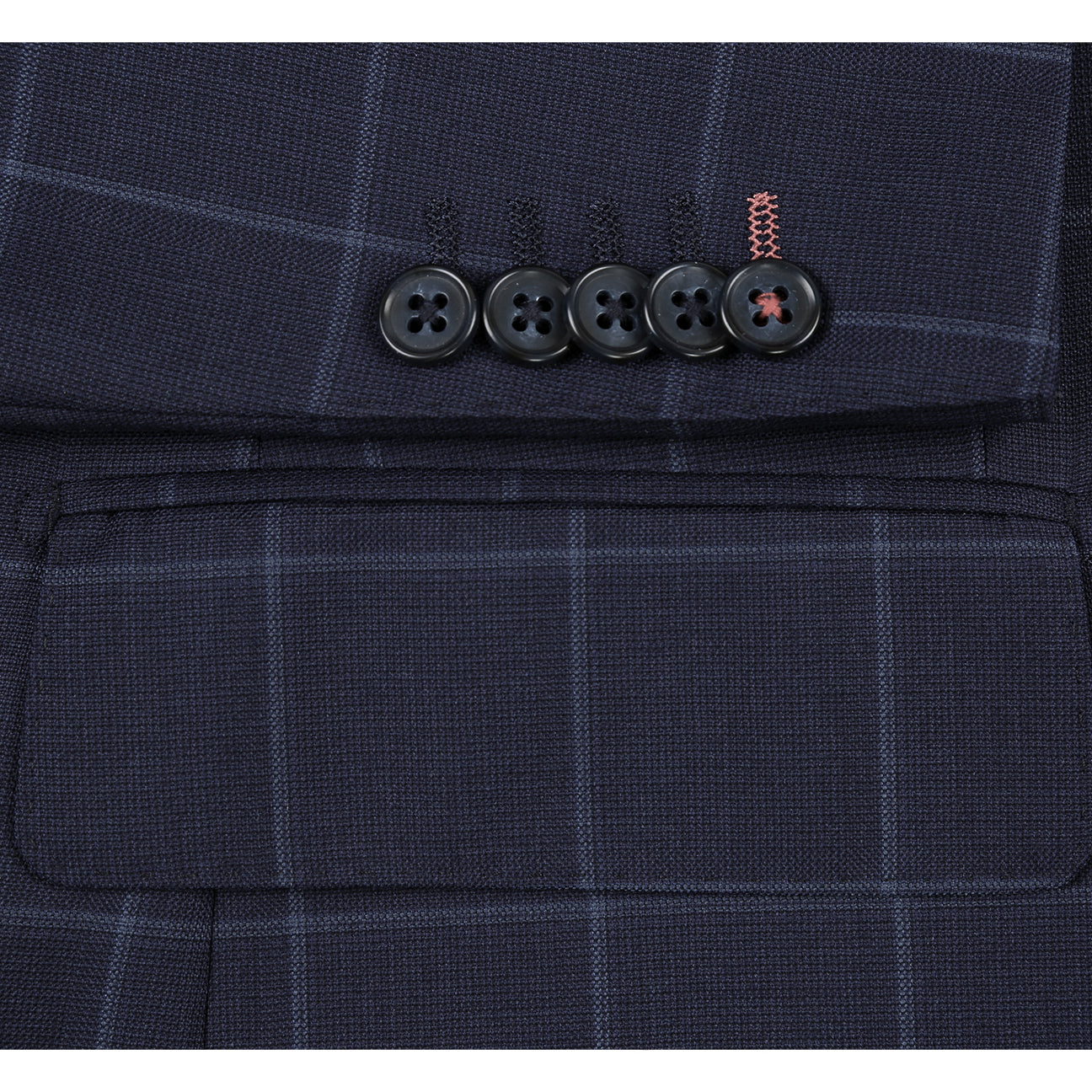 The ENGLISH LAUNDRY Blue Wool Suit EL92-52-410 by English Laundry, featuring notch lapels and a sharp slim fit, is styled on a mannequin with a white shirt and burgundy dotted tie.