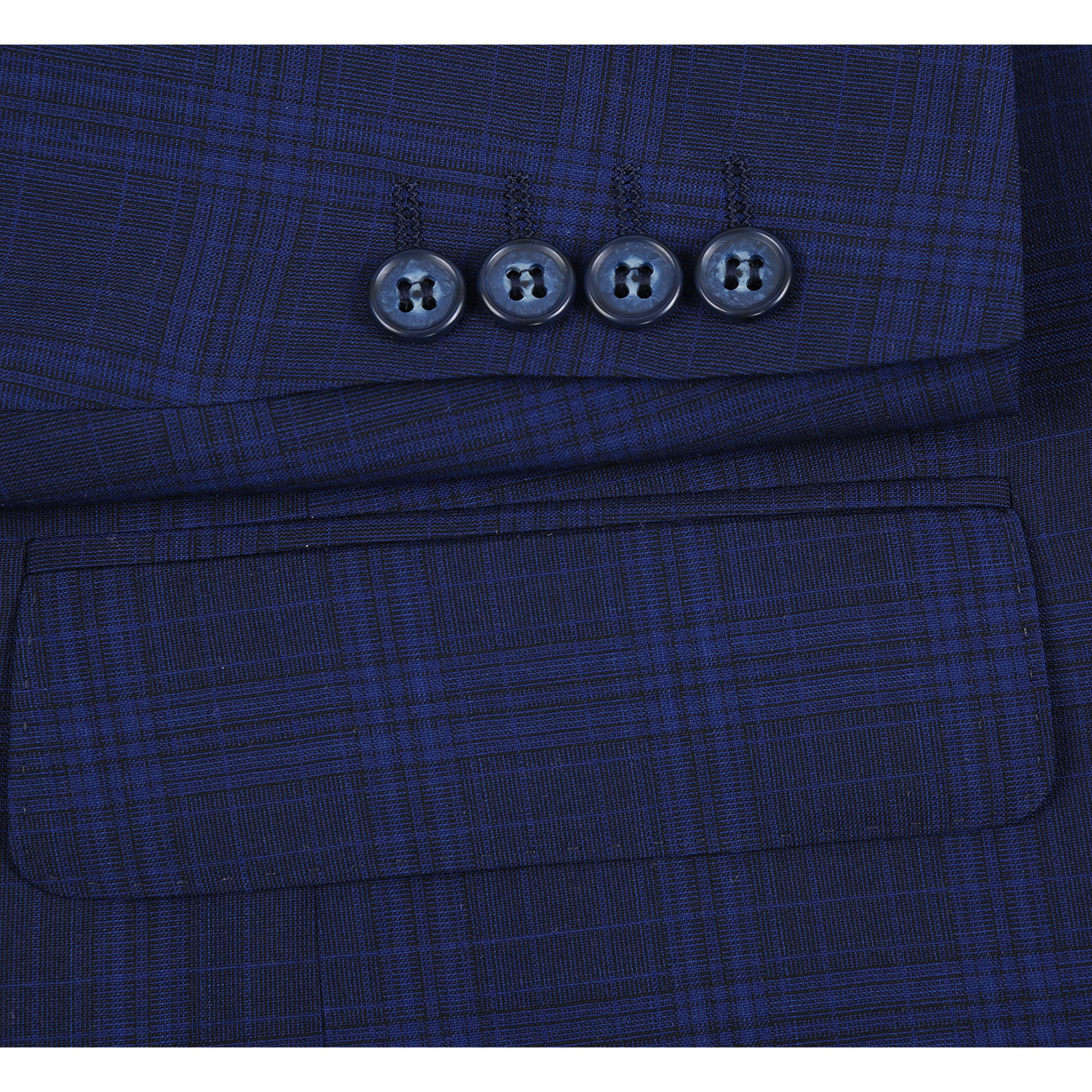 The Alessandro Vitello ALESSANDRO VITELLO New Slim Fit Wool Blue Suit 566-7 is shown on a headless mannequin with a white dress shirt and red patterned tie.