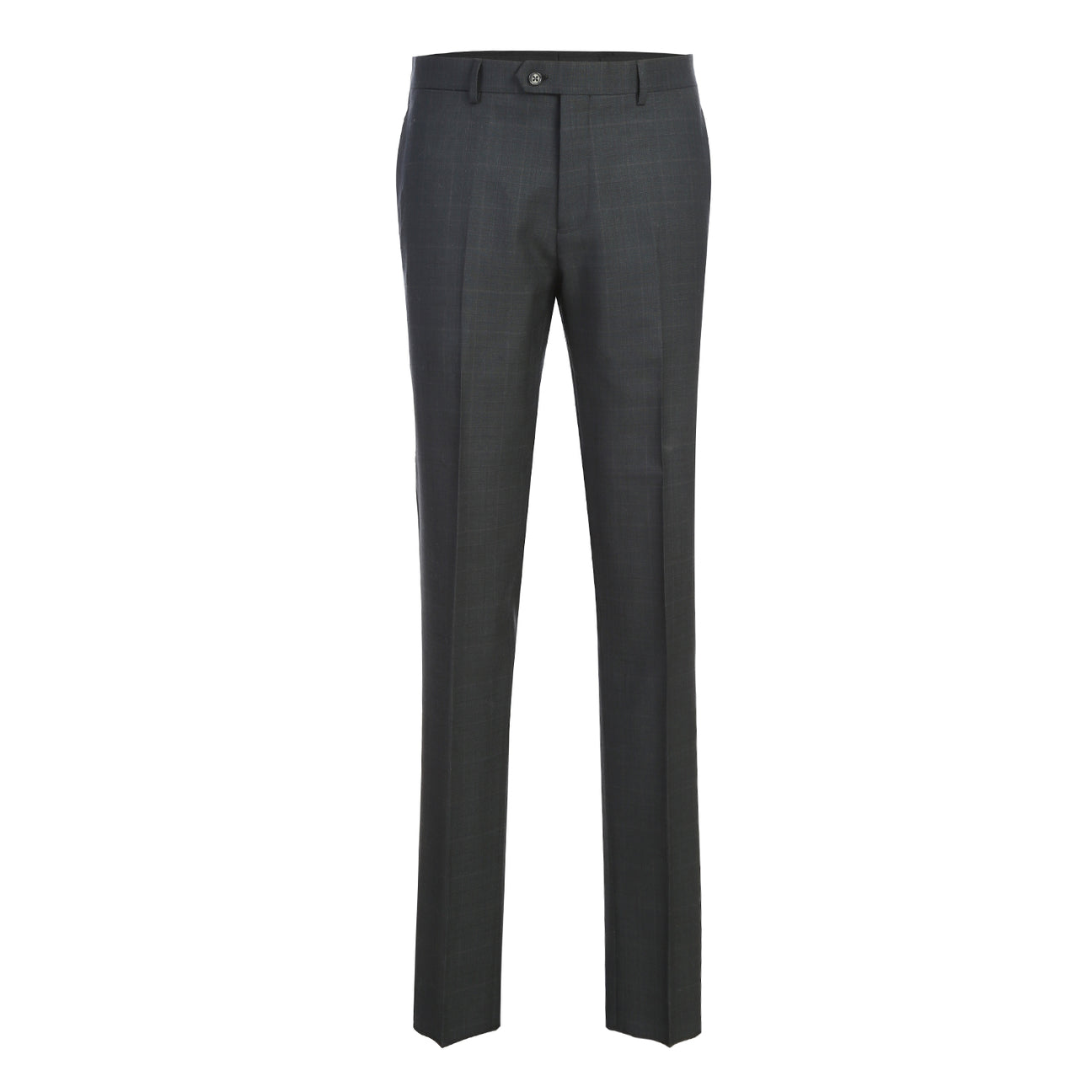 The ENGLISH LAUNDRY 2pc Wool Suit Olive EL22-58-341 by English Laundry features a slim fit jacket in olive wool with two buttons, subtle patterning, and a distinctive inner lining with colorful floral designs.