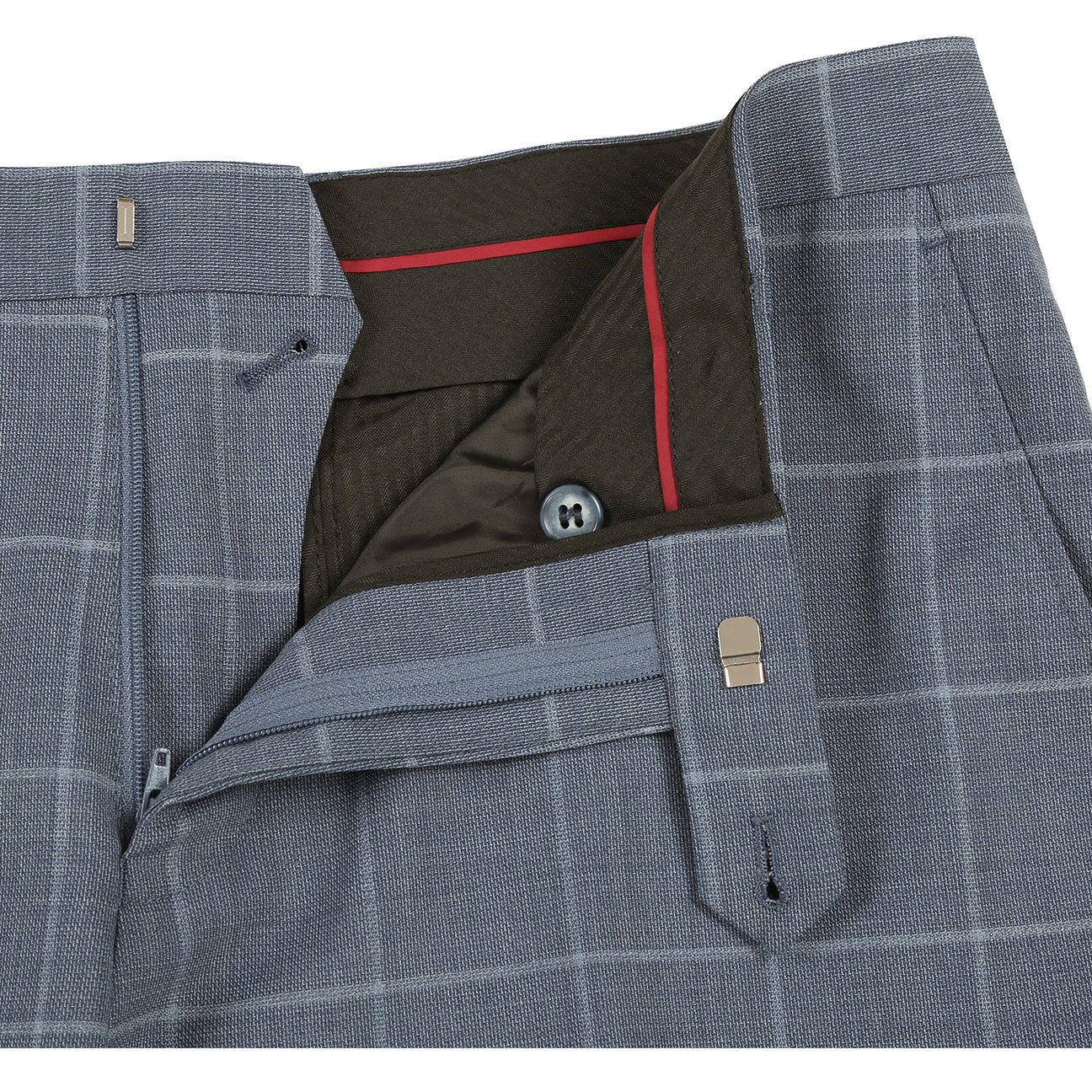 The Renoir Alessandro Vitello Slim Fit Wool Midnight Haze Suit 566-13 features notch lapels and a single-breasted design, paired with a white shirt and orange striped tie, shown on a headless mannequin. Crafted from premium wool blend for comfort and style.