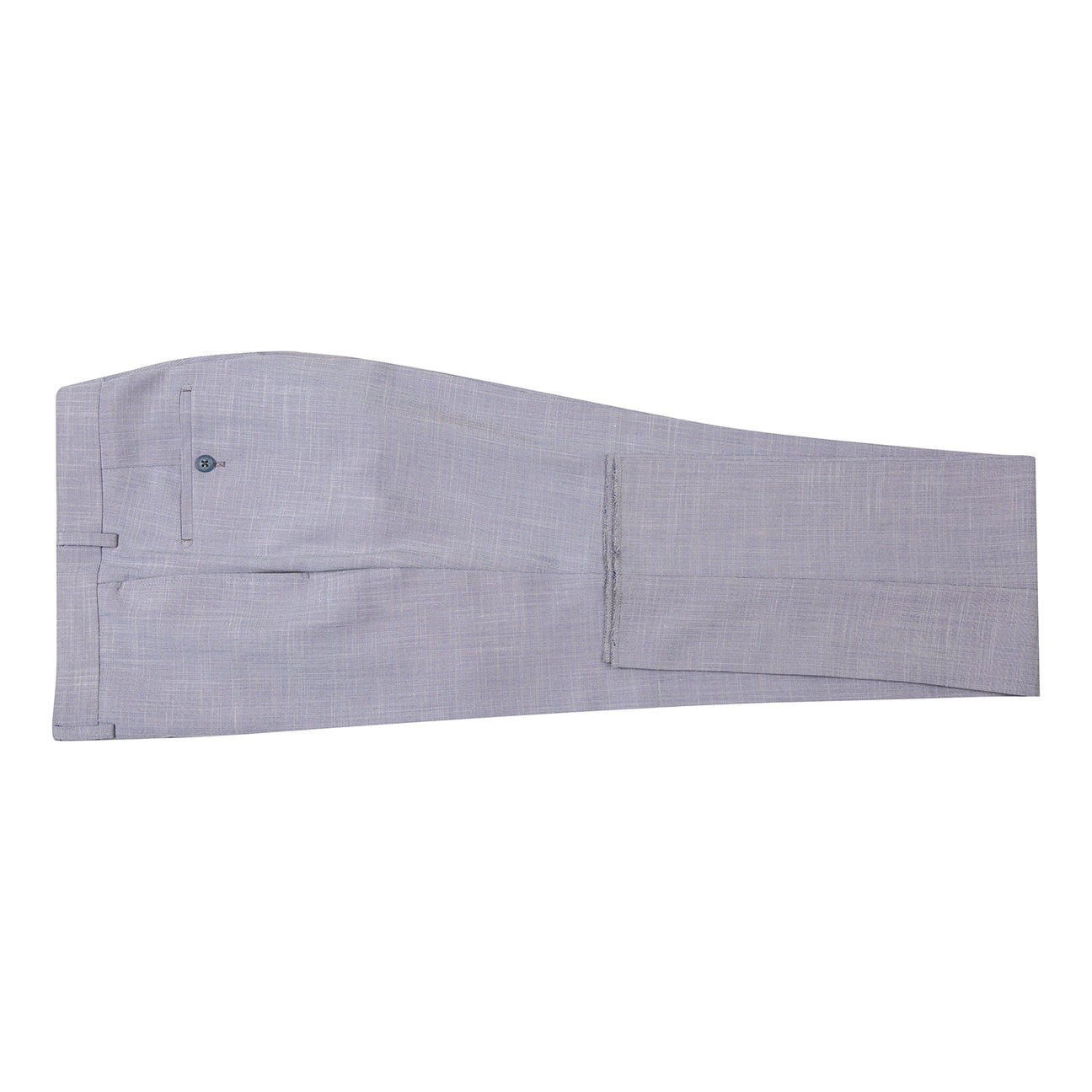 The ENGLISH LAUNDRY Light Gray Suit 32-02-002EL by English Laundry features notched lapels, two front flap pockets, a single button closure, and a blue and white floral patterned inner lining.