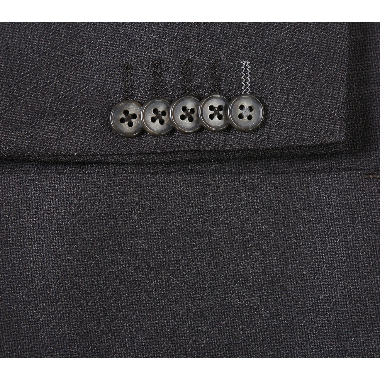 The ENGLISH LAUNDRY Dark Gray Suit EL12-02-095 by English Laundry, styled on a mannequin with a white dress shirt and black, gray, and silver striped tie, offers a refined slim fit suit look.