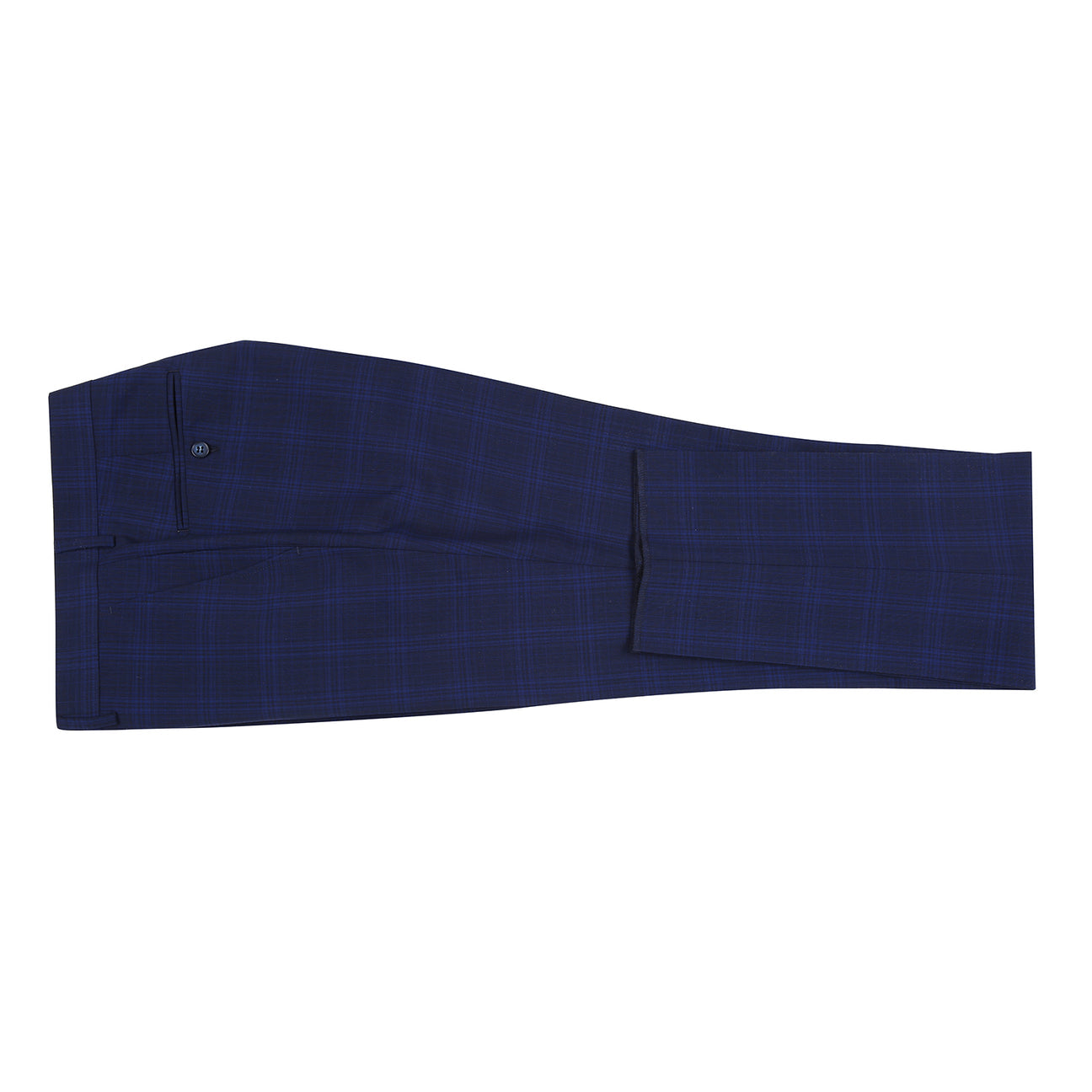 The Alessandro Vitello ALESSANDRO VITELLO New Slim Fit Wool Blue Suit 566-7 is shown on a headless mannequin with a white dress shirt and red patterned tie.