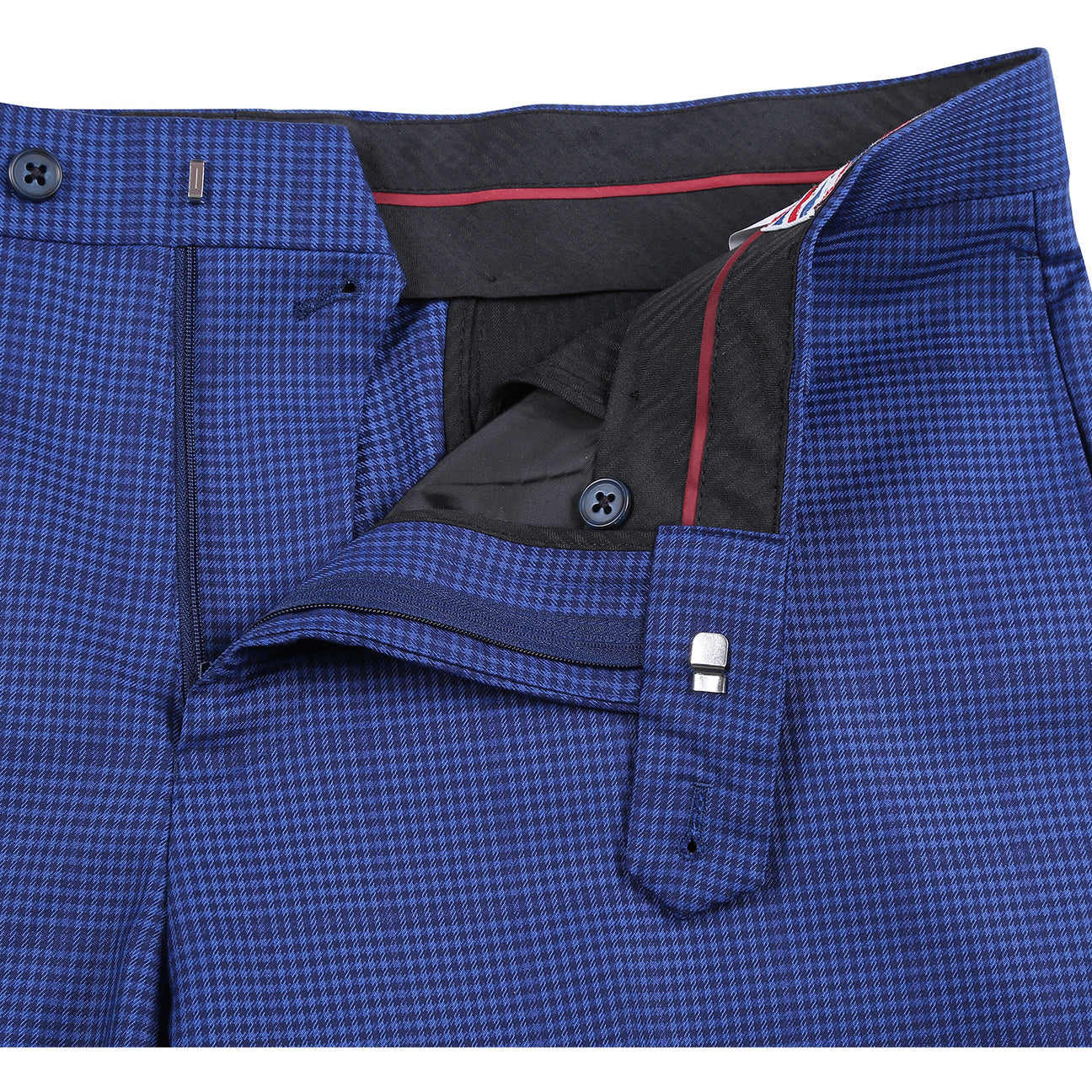 The English Laundry ENGLISH LAUNDRY 2pc Suit Navy 32-26-412EL is a men's slim-fit blazer with a single button, flap pockets, and floral lining.