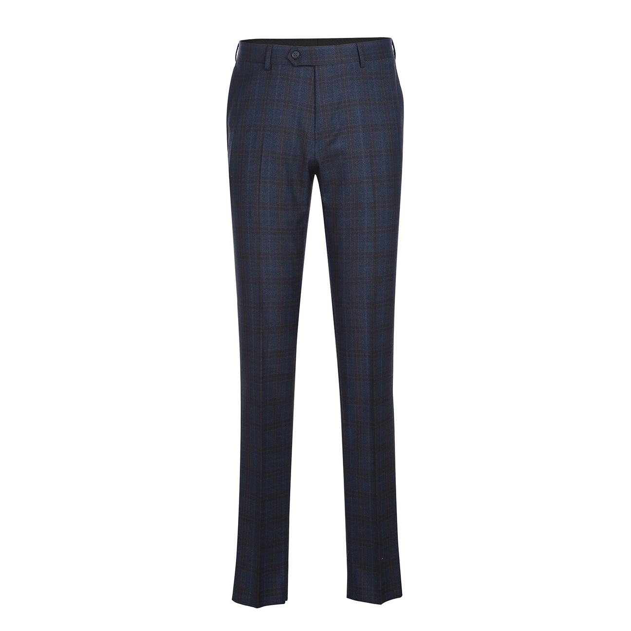 A mannequin wears the English Laundry ENGLISH LAUNDRY Dark Blue Check Suit EL12-55-410 with a white dress shirt and red patterned tie, set against a plain background.