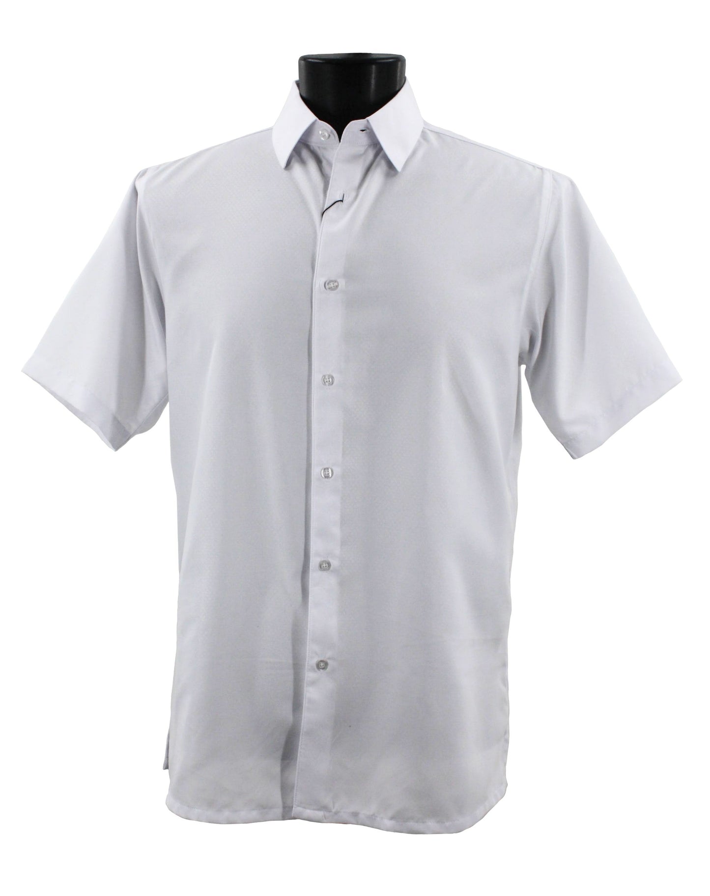 Bassiri Short Sleeve Shirt B2026 White on a black mannequin.