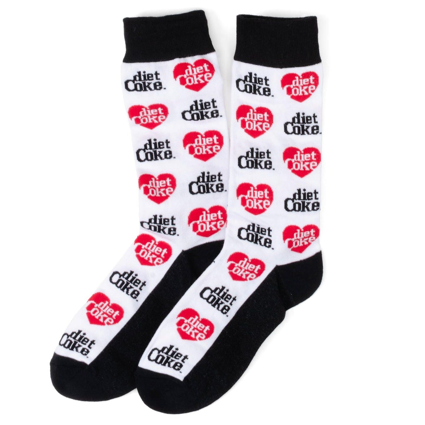 The Coca-Cola 3 Pack Sock Set by Cufflinks.com features three pairs: black with a gray logo, white with Diet Coke branding, and red with the classic Coca-Cola logo.