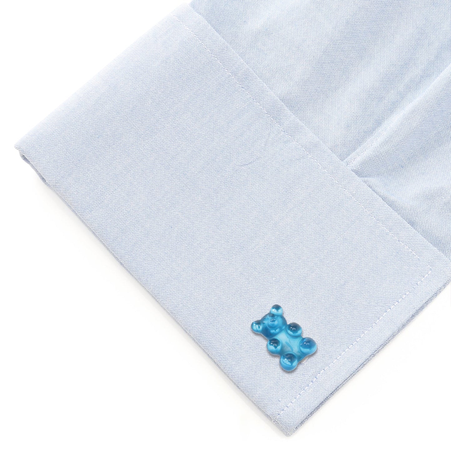 Brighten your style with the Blue Gummy Bear Cufflinks from Cufflinks.com—metallic cufflinks featuring whimsical blue gummy bear designs.