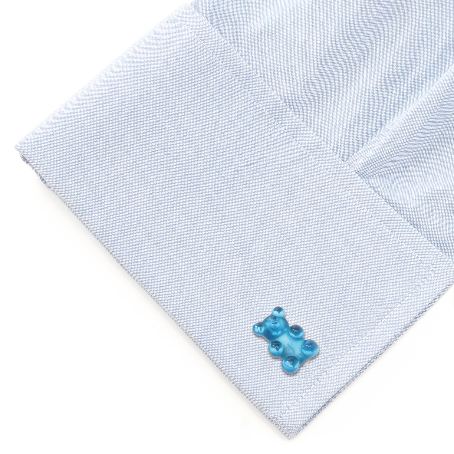 Brighten your style with the Blue Gummy Bear Cufflinks from Cufflinks.com—metallic cufflinks featuring whimsical blue gummy bear designs.