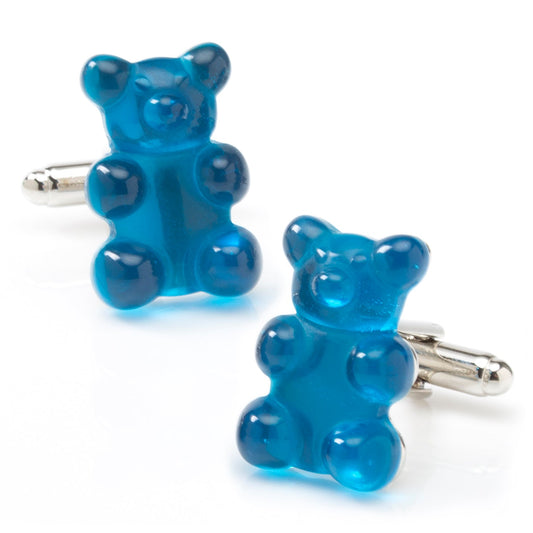 Brighten your style with the Blue Gummy Bear Cufflinks from Cufflinks.com—metallic cufflinks featuring whimsical blue gummy bear designs.