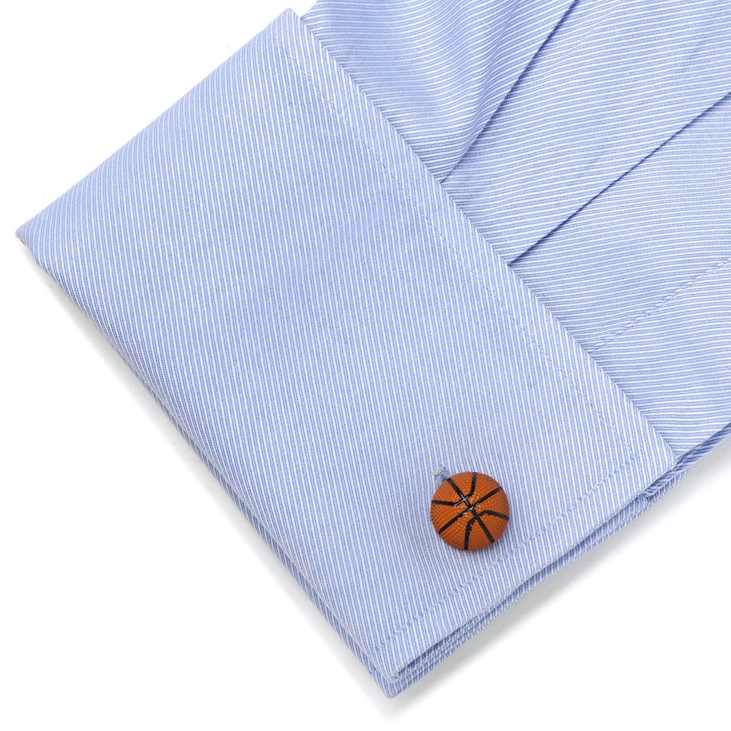 Basketball Cufflinks by Cufflinks.com feature a textured orange basketball design with black lines—perfect for any NBA fan.
