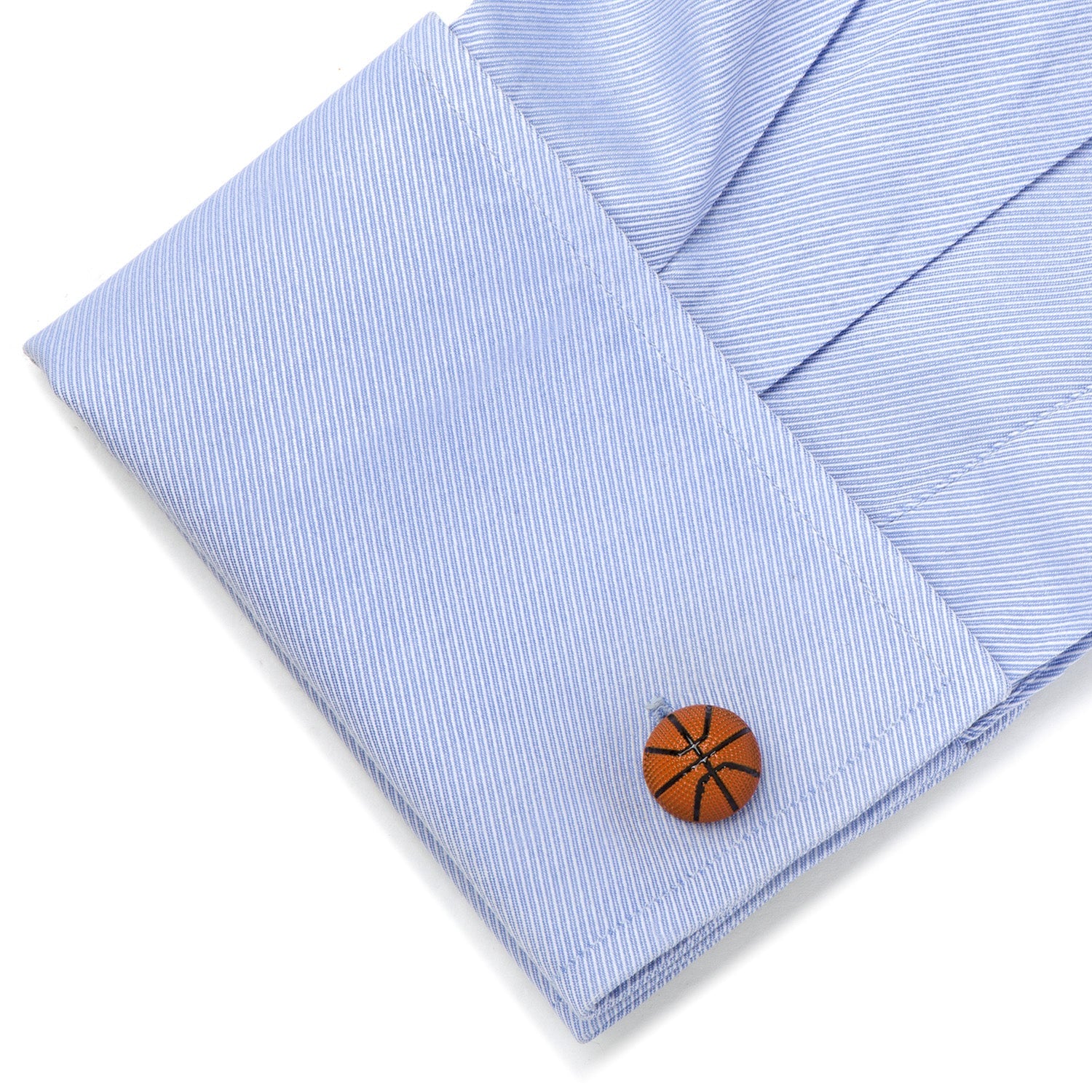 Basketball Cufflinks by Cufflinks.com feature a textured orange basketball design with black lines—perfect for any NBA fan.