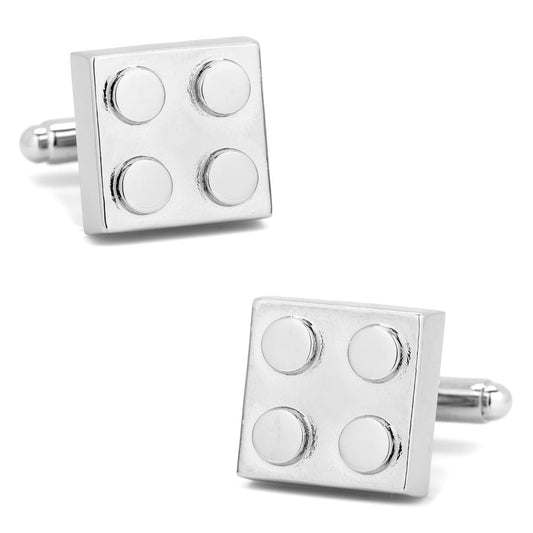 Silver Building Block Cufflinks by Cufflinks.com feature four raised circular studs on each front, creating a playful building block design.