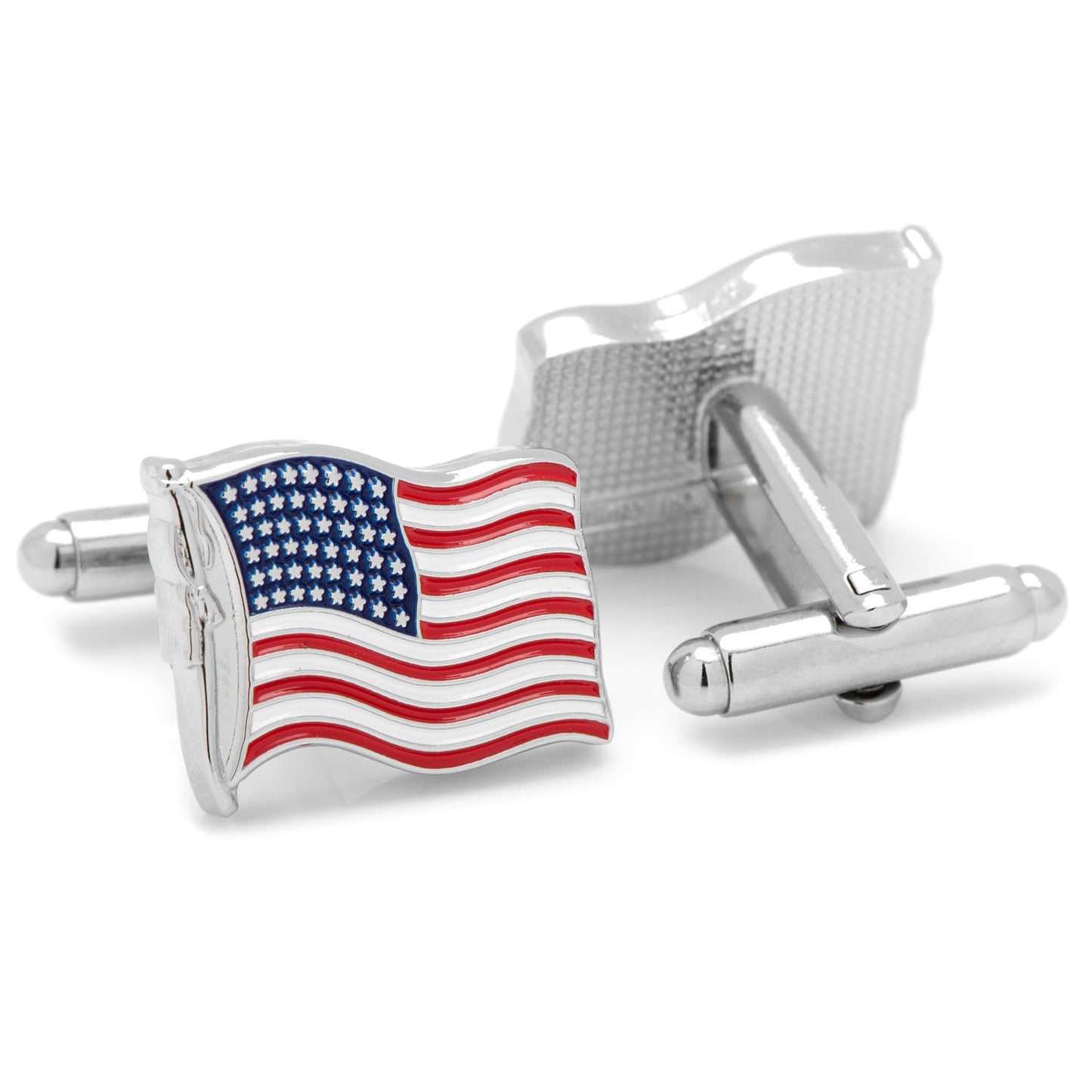 Show your pride with Cufflinks.com’s Waving American Flag Cufflinks—vivid red, white, and blue enamel accessories, perfect for Independence Day or adding a patriotic flair to any outfit.