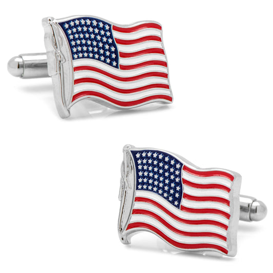 Show your pride with Cufflinks.com’s Waving American Flag Cufflinks—vivid red, white, and blue enamel accessories, perfect for Independence Day or adding a patriotic flair to any outfit.