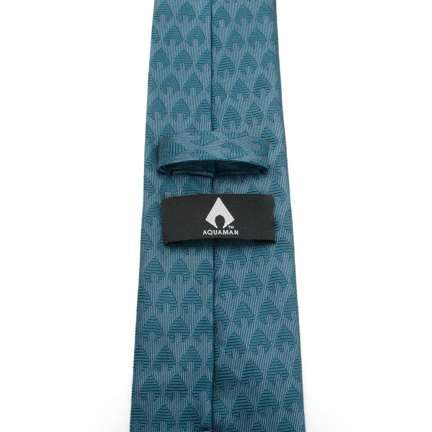 The DC Aquaman Men's Tie by Cufflinks.com features a teal silk geometric pattern—a stylish, subtle nod to Aquaman that makes it the perfect standout accessory for any DC Comics fan.