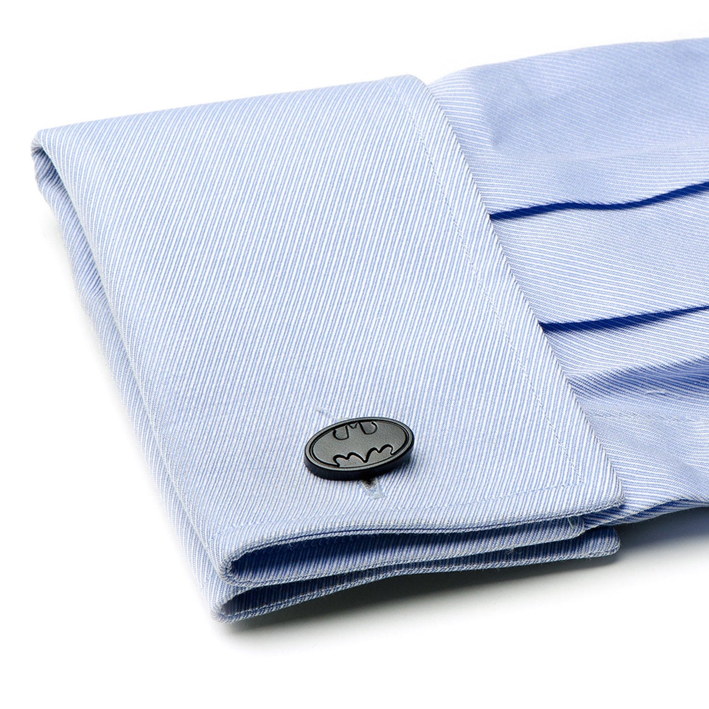 DC Batman Logo Satin Black Cufflinks by Cufflinks.com feature the iconic emblem on one cufflink and the "DC COMICS ORIGINALS" logo on the other—perfect for true DC Comics fans.