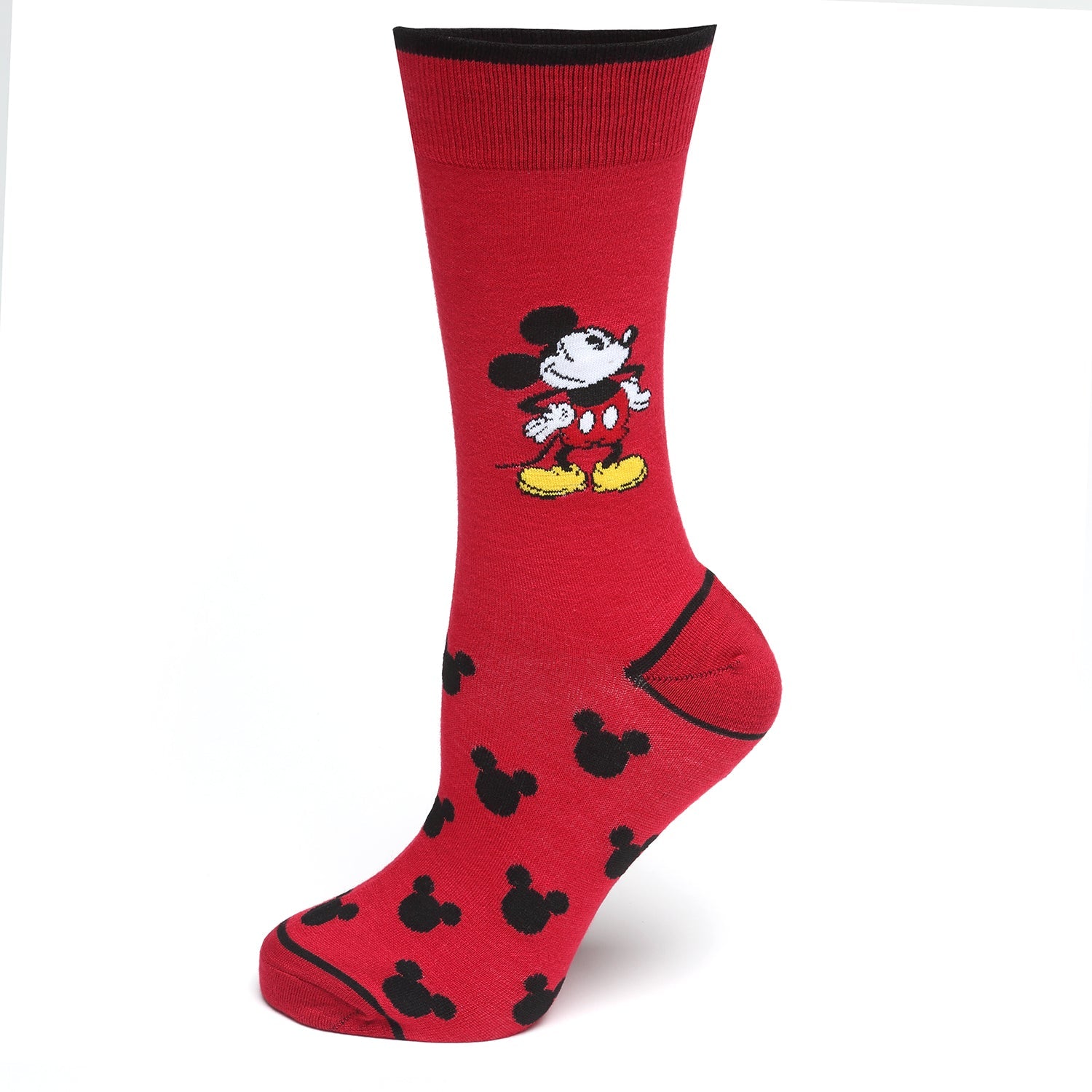 The Mickey's 90th Anniversary Gift Set by Cufflinks.com includes three pairs of classic-design Mickey Mouse socks in black, red, and blue, plus a square card—an ideal Disney gift for any fan.