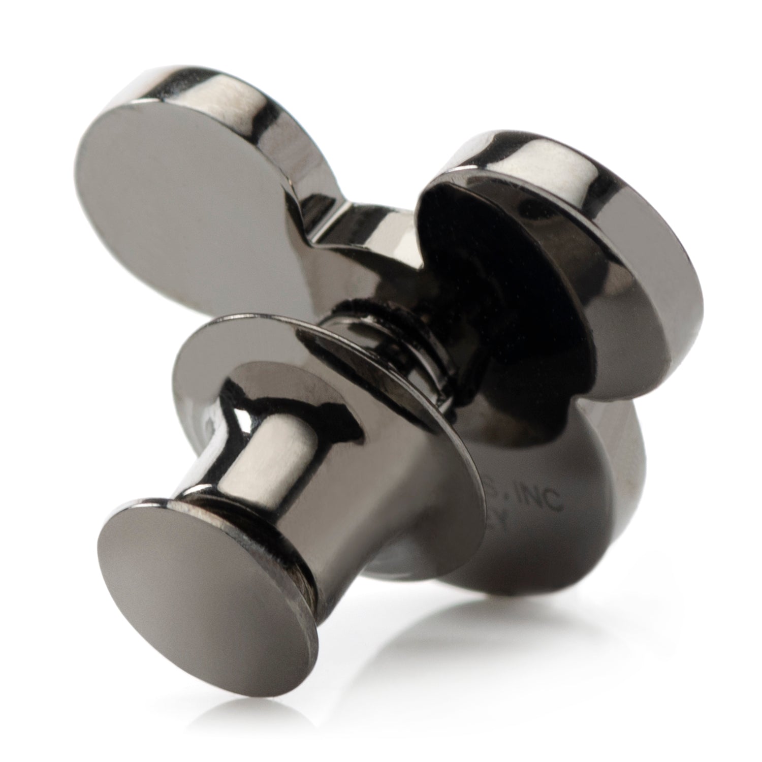 The Disney Mickey Mouse Black Pave Crystal Lapel Pin by Cufflinks.com shines with pave crystals in a sleek black finish, styled as the iconic Disney silhouette, set against a white background.