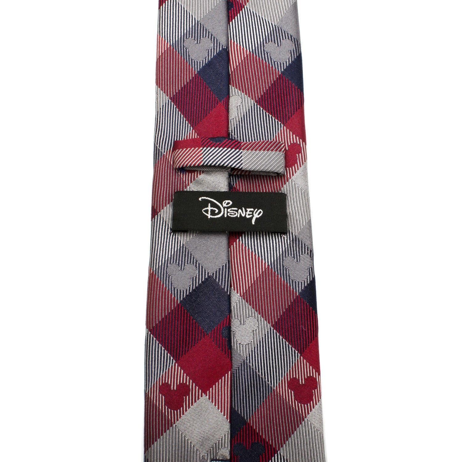 The Disney Mickey Mouse Red and Blue Plaid Men's Tie from Cufflinks.com features a chic plaid design with subtle Mickey Mouse head silhouettes—perfect for adding character and style to your fall wardrobe.