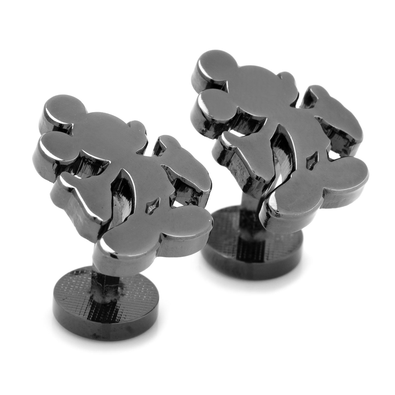 Disney Mickey Mouse Silhouette Cufflinks by Cufflinks.com feature one cufflink as a cartoon mouse shape and the other as his face on a circular base—ideal for any Mickey Mouse fan.