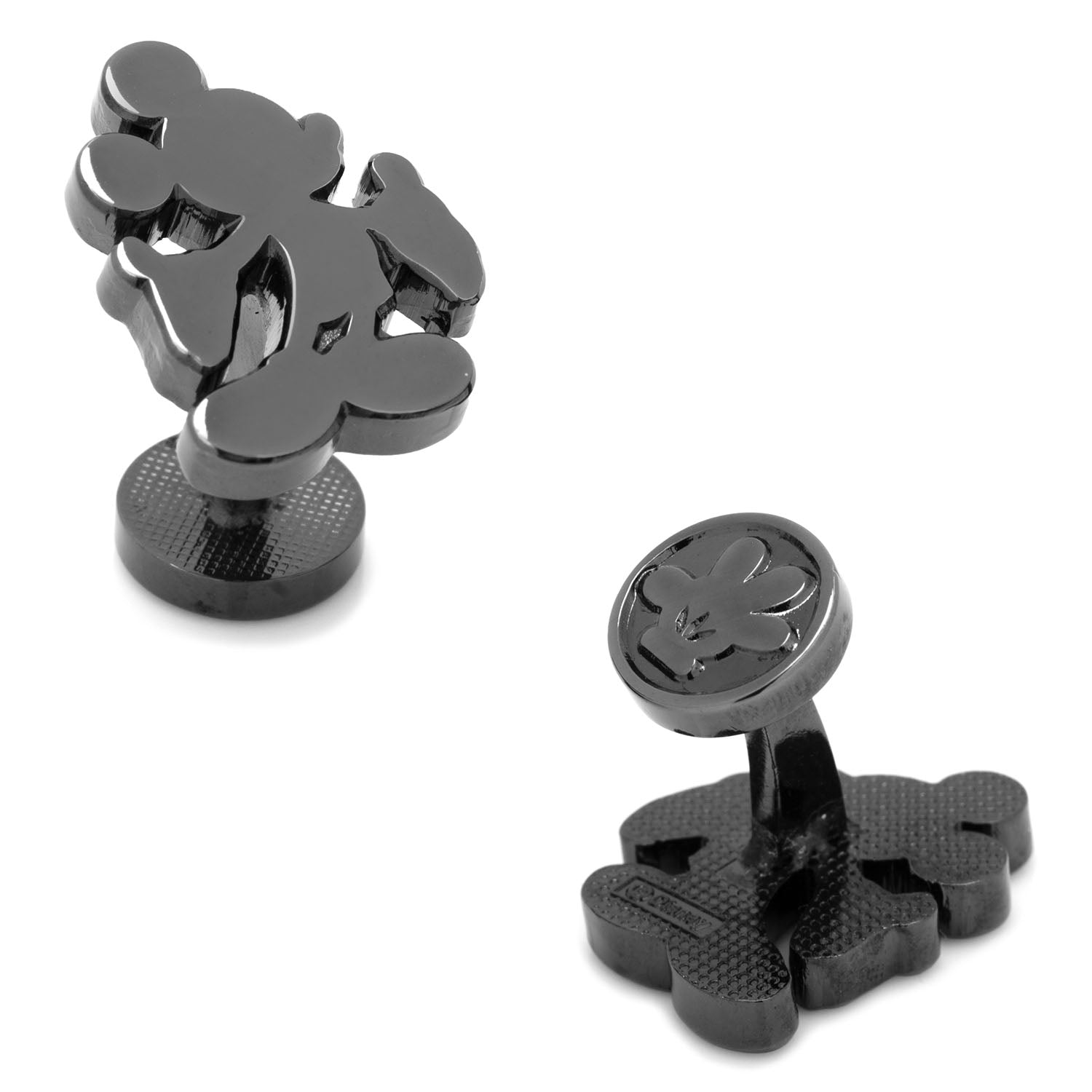 Disney Mickey Mouse Silhouette Cufflinks by Cufflinks.com feature one cufflink as a cartoon mouse shape and the other as his face on a circular base—ideal for any Mickey Mouse fan.