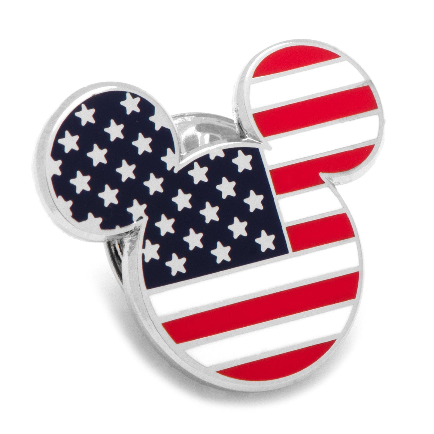 Celebrate your Disney fandom with the Disney Mickey Mouse Stars and Stripes Lapel Pin by Cufflinks.com, featuring Mickey’s head adorned with the American flag’s stars and stripes.