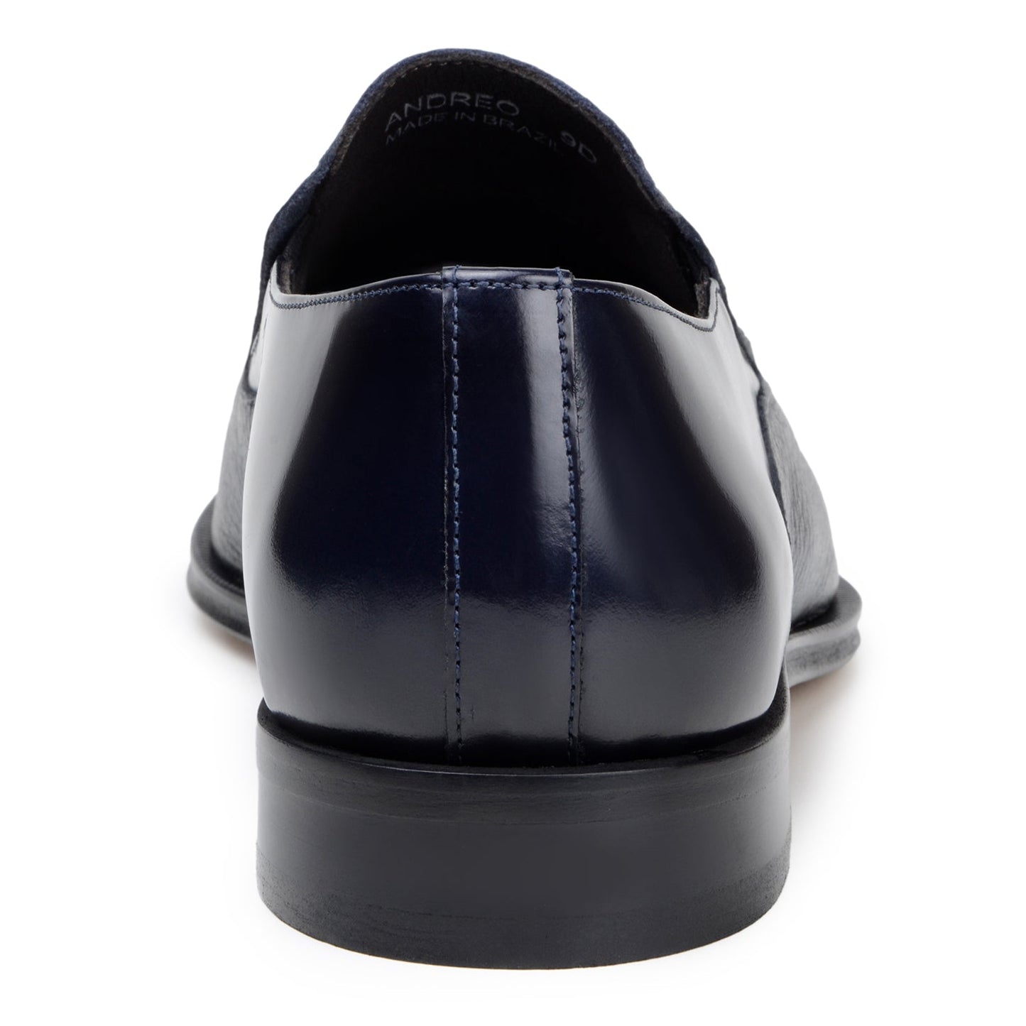 The BELVEDERE Belvedere - Andreo is a navy genuine Italian deerskin and calf slip-on dress shoe, shown in profile with smooth/textured finishes and a low heel against a white background.