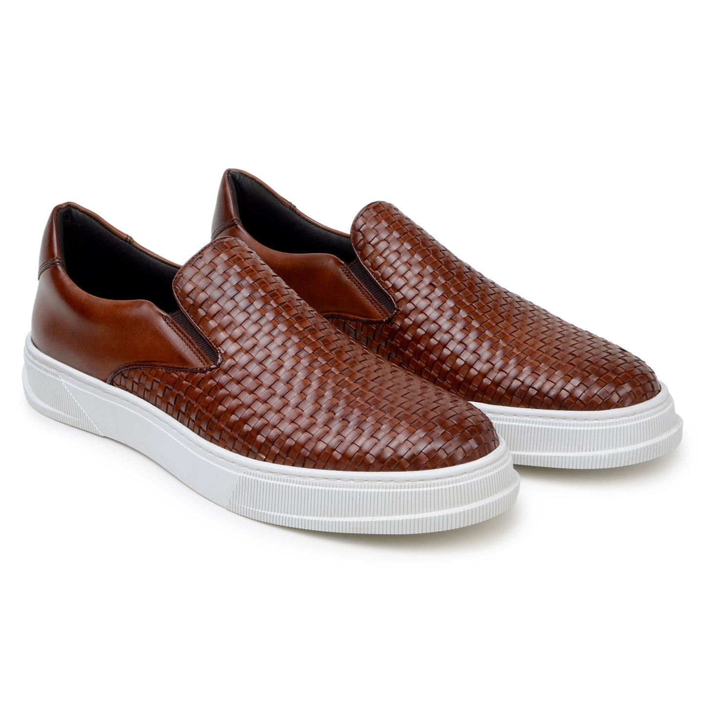 The BELVEDERE Belvedere - Fernando sneaker features an antique tan handwoven leather upper and white rubber sole, shown in side profile on a white background—a refined, casual style by BELVEDERE.