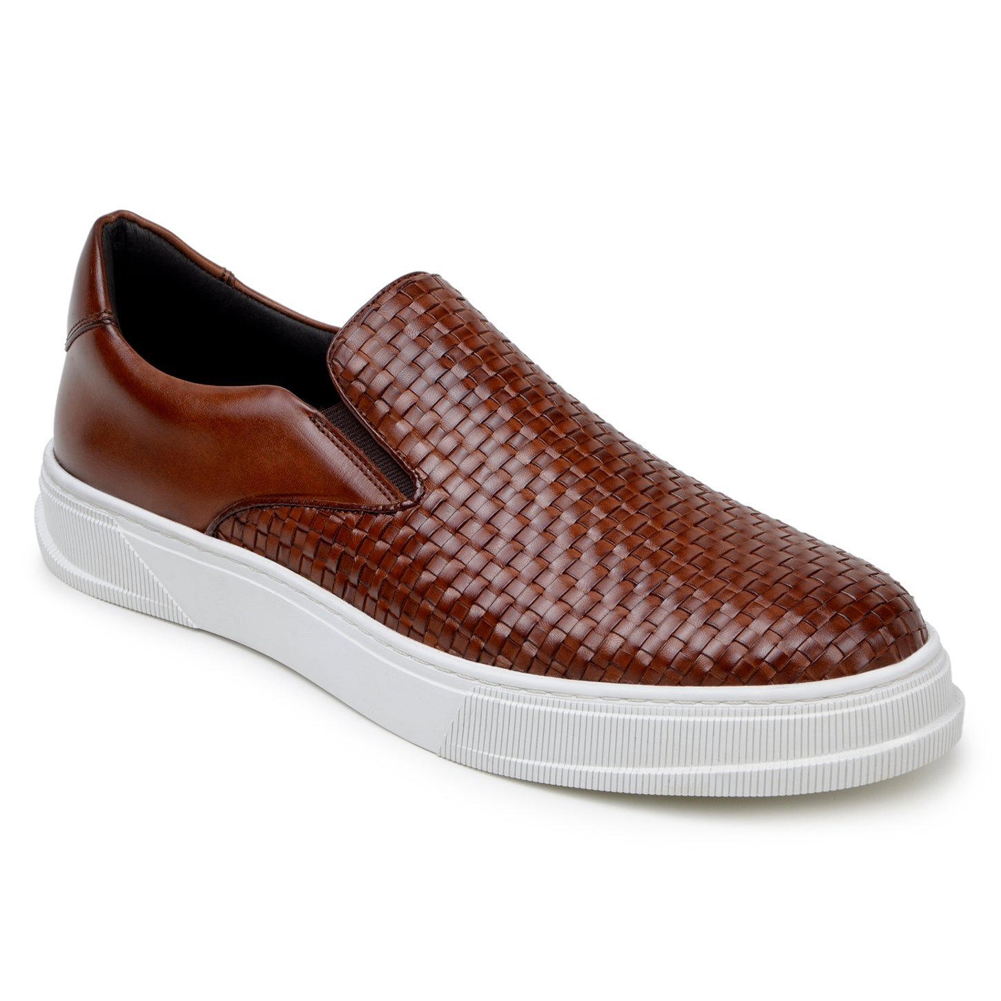 The BELVEDERE Belvedere - Fernando sneaker features an antique tan handwoven leather upper and white rubber sole, shown in side profile on a white background—a refined, casual style by BELVEDERE.