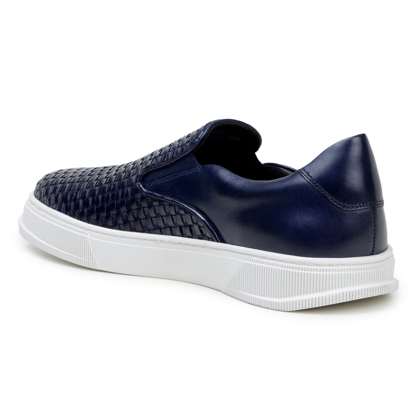 The BELVEDERE Belvedere - Fernando sneaker features a handwoven navy leather upper, white rubber sole, and is shown in a left side profile against a white background.