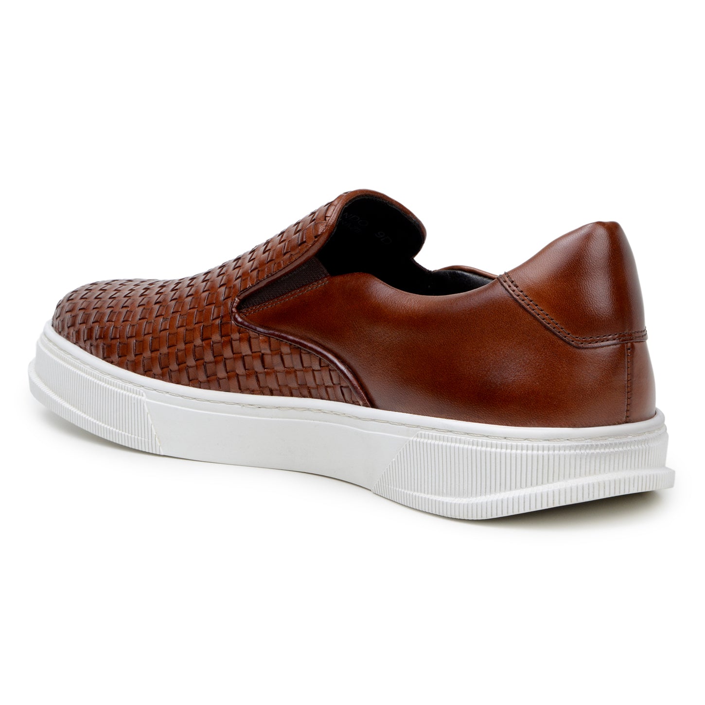 The BELVEDERE Belvedere - Fernando sneaker features an antique tan handwoven leather upper and white rubber sole, shown in side profile on a white background—a refined, casual style by BELVEDERE.