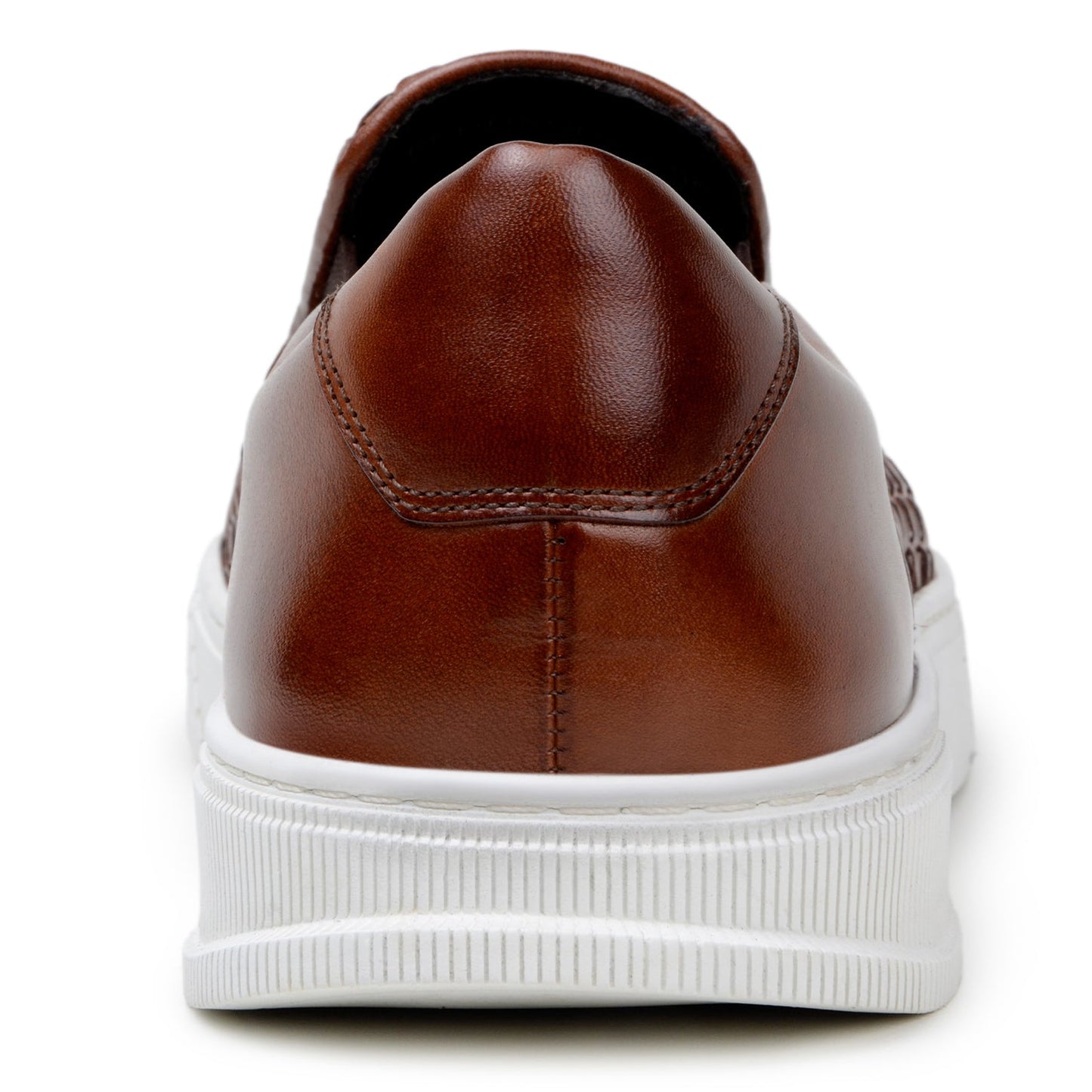 The BELVEDERE Belvedere - Fernando sneaker features an antique tan handwoven leather upper and white rubber sole, shown in side profile on a white background—a refined, casual style by BELVEDERE.