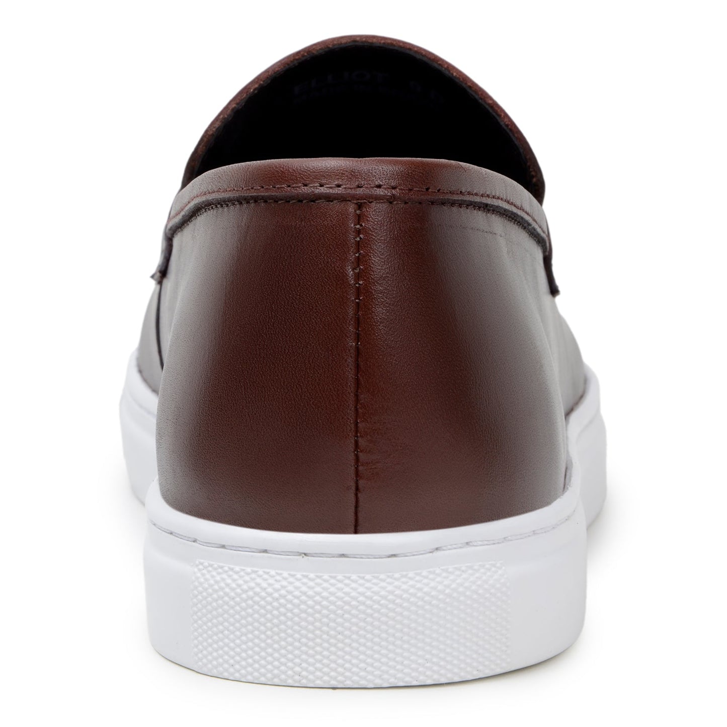 The BELVEDERE Belvedere - Elliot Hybrid Penny Loafer in brown nappa leather features a white rubber sole, displayed in a left side profile view against a plain background.