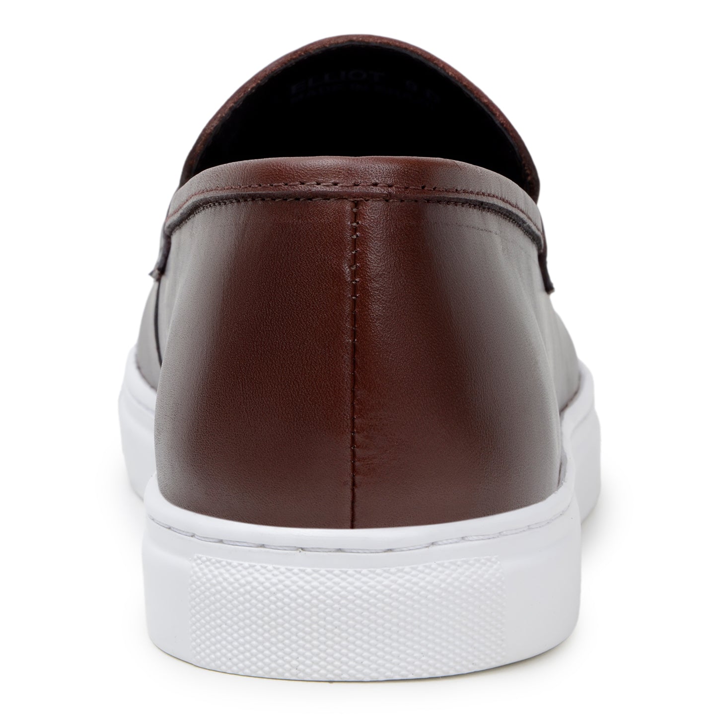 The BELVEDERE Belvedere - Elliot Hybrid Penny Loafer in brown nappa leather features a white rubber sole, displayed in a left side profile view against a plain background.
