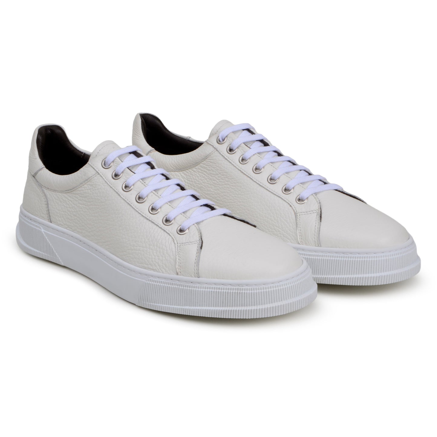 The BELVEDERE Belvedere - Matteo is a low-top sneaker in “Milk” with white laces and a textured genuine deerskin leather upper, shown from the side on a plain white background.