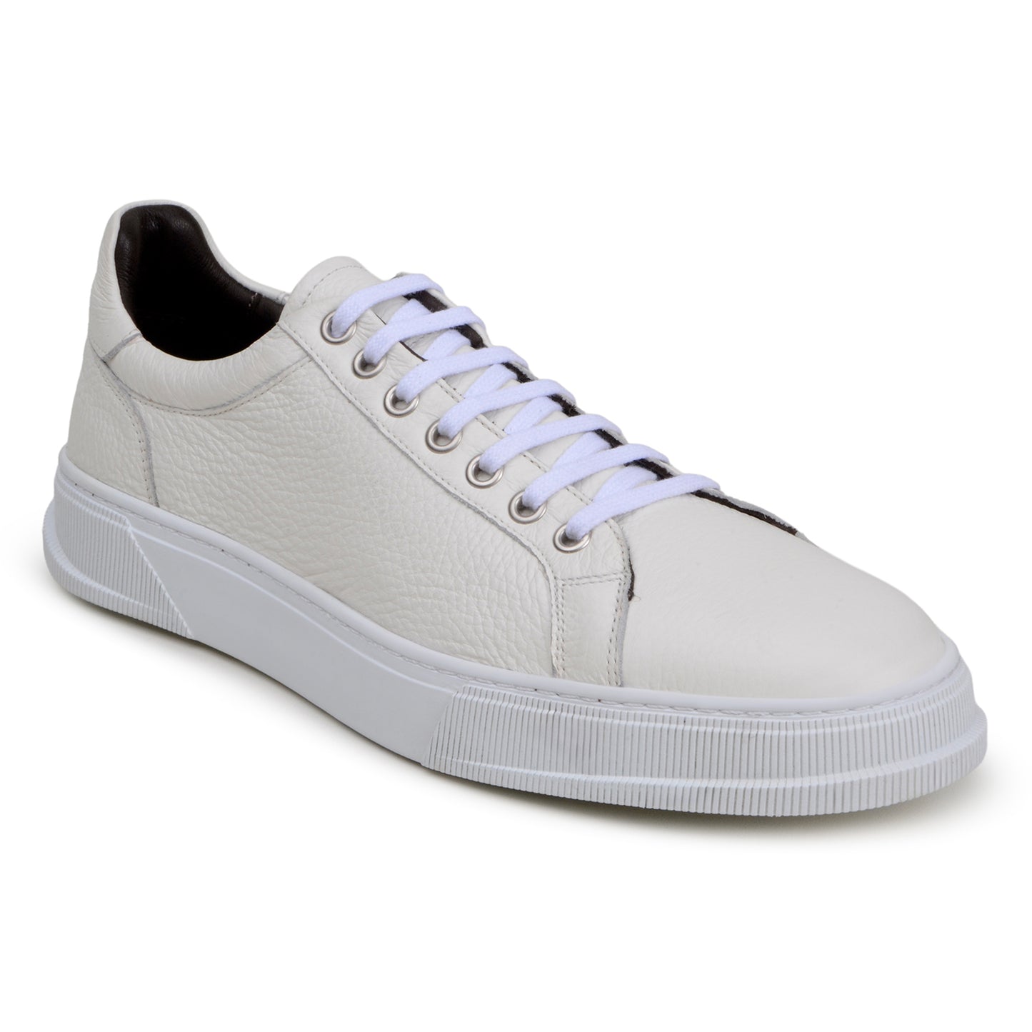 The BELVEDERE Belvedere - Matteo is a low-top sneaker in “Milk” with white laces and a textured genuine deerskin leather upper, shown from the side on a plain white background.