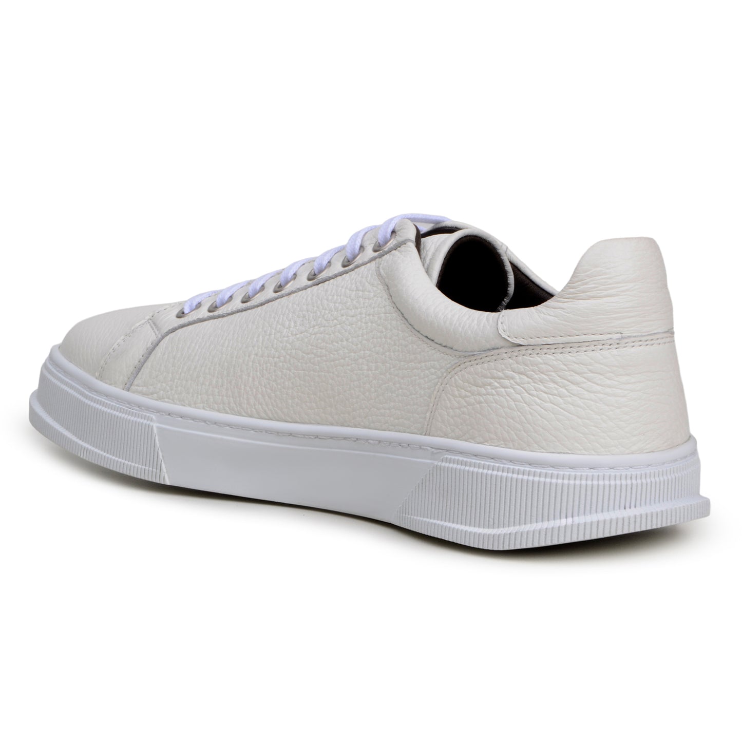 The BELVEDERE Belvedere - Matteo is a low-top sneaker in “Milk” with white laces and a textured genuine deerskin leather upper, shown from the side on a plain white background.