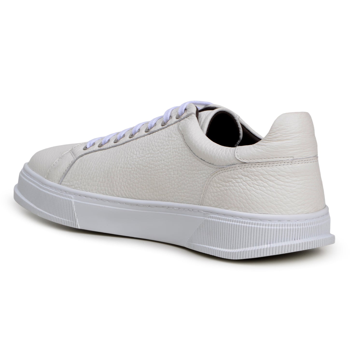 The BELVEDERE Belvedere - Matteo is a low-top sneaker in “Milk” with white laces and a textured genuine deerskin leather upper, shown from the side on a plain white background.