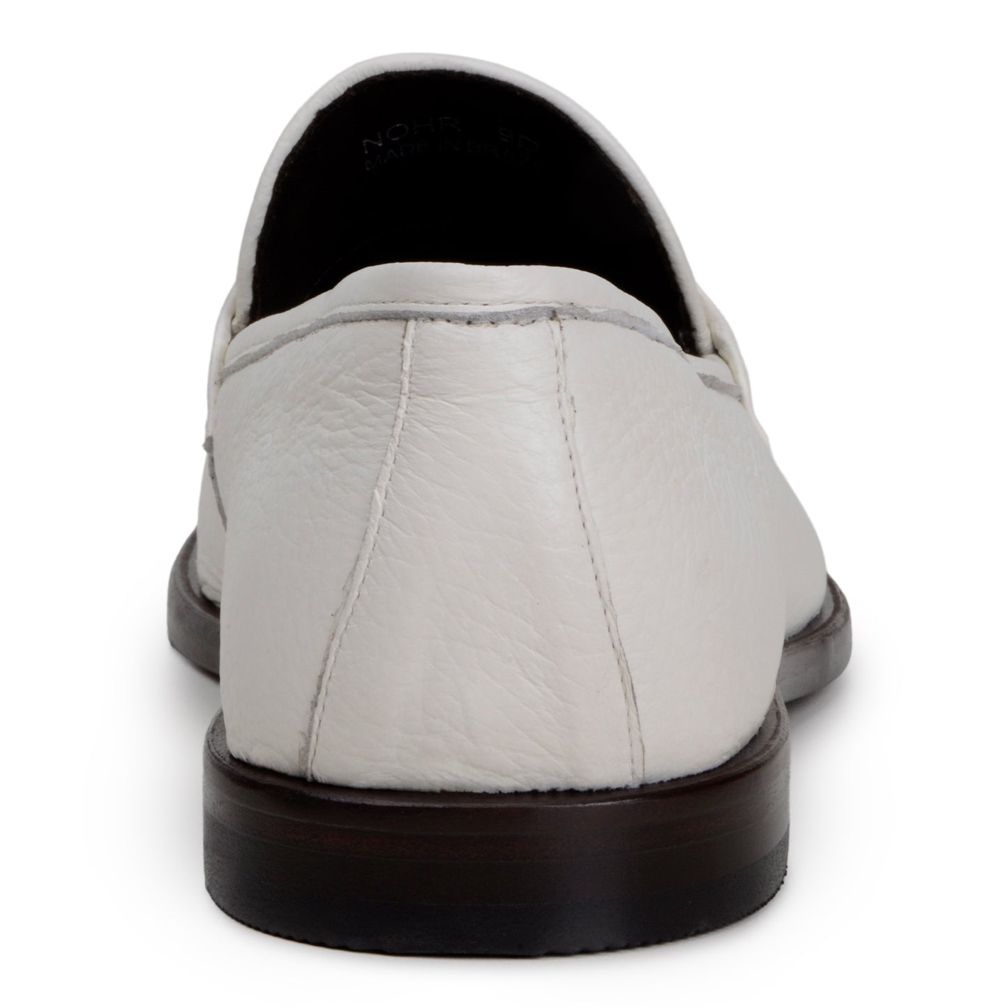 The BELVEDERE Nohr is a genuine Italian deerskin dress shoe in white, handcrafted in Brazil with a low black heel, shown from the side against a plain background.
