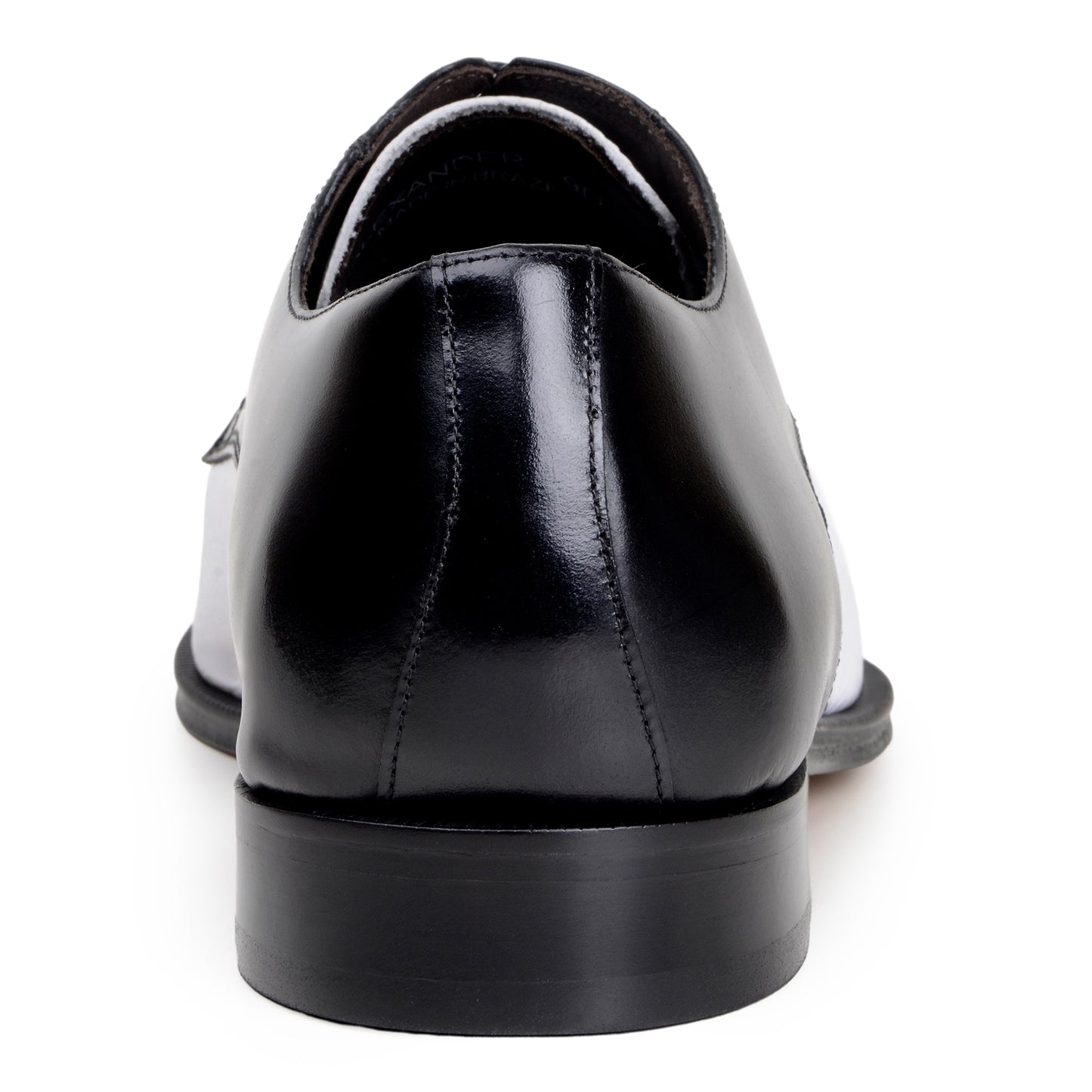 The BELVEDERE Belvedere - Alexander is a black and white genuine Italian deerskin/calf dress shoe with black laces, a low heel, and a smooth polished finish.