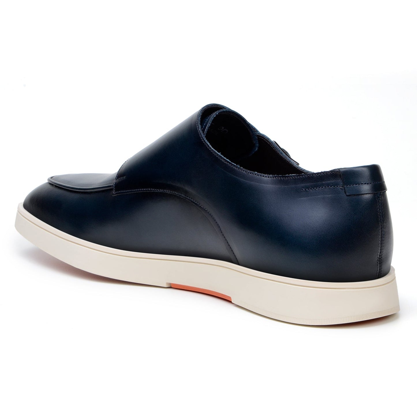 The BELVEDERE Belvedere - Marcio Hybrid Double Buckle Dress Shoe in navy Nappa leather features a white rubber sole. Made in Brazil, it's shown from the side on a white background.