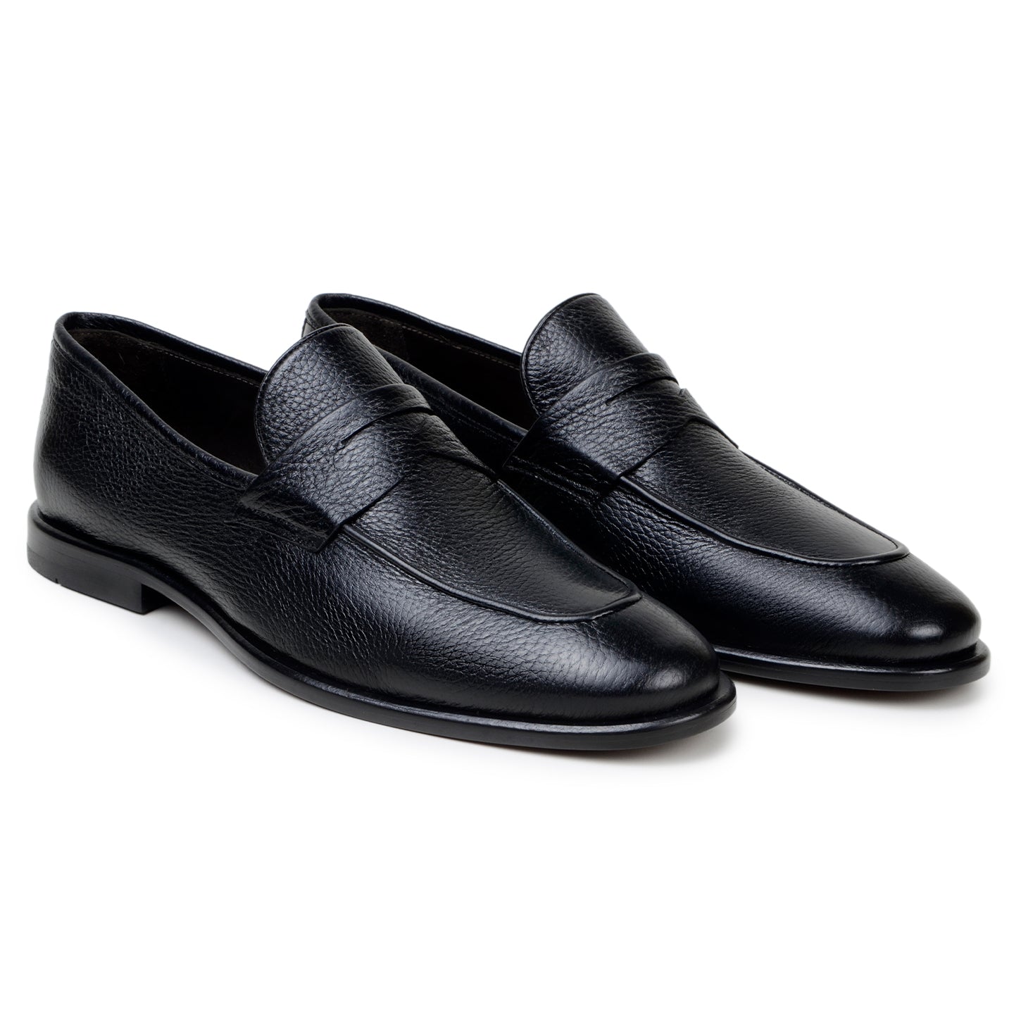 The BELVEDERE Nohr is a black genuine Italian deerskin dress shoe, shown in profile against a white background.