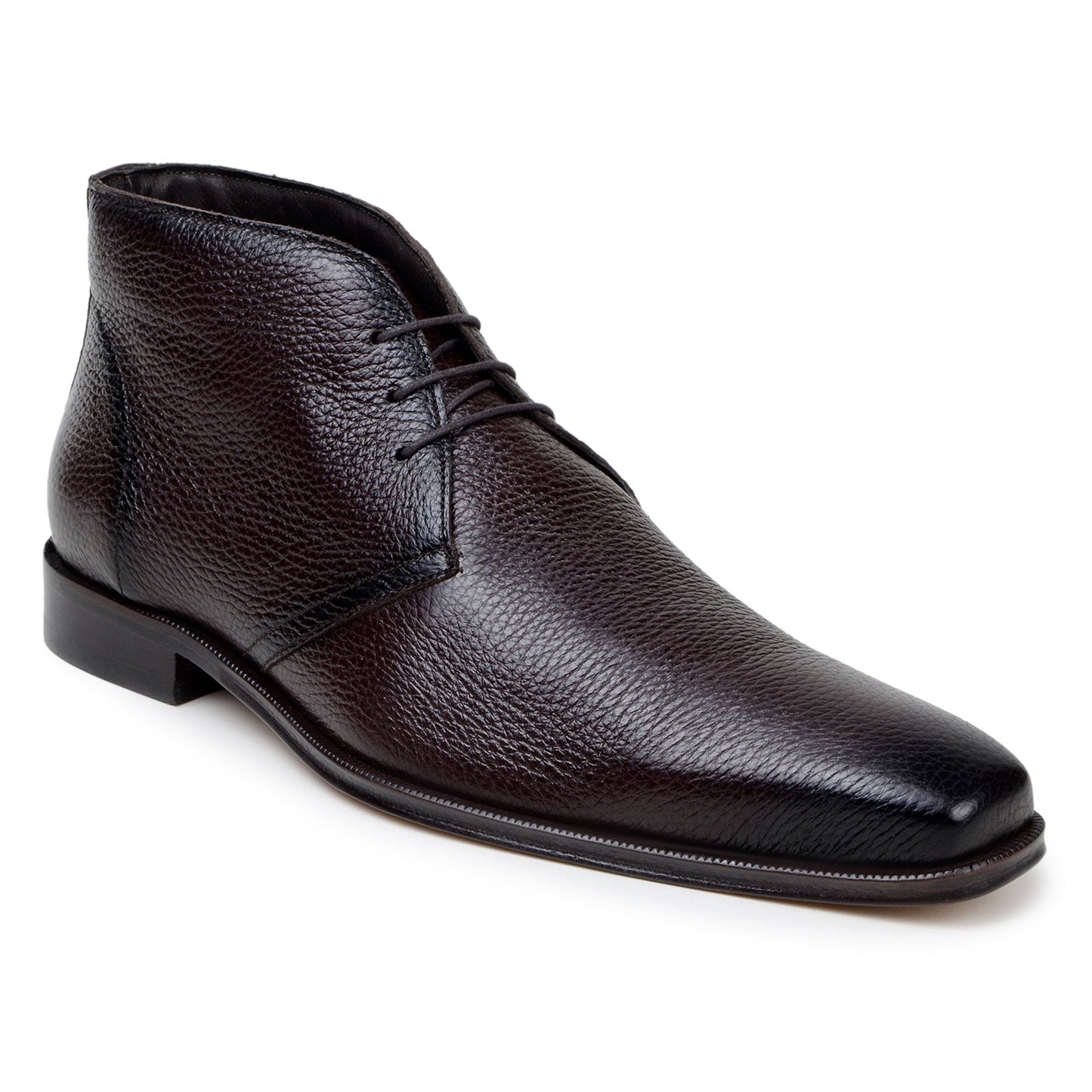The BELVEDERE Belvedere - Axel boots feature genuine Italian brown deerskin with a textured finish, lace-up closure, and low heel, handcrafted in Brazil and shown in a side view.