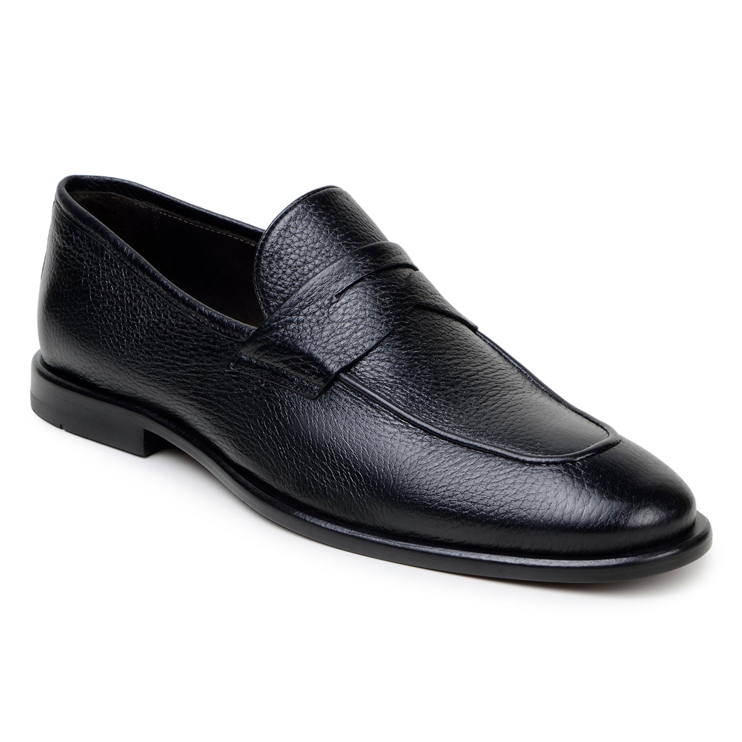 The BELVEDERE Nohr is a black genuine Italian deerskin dress shoe, shown in profile against a white background.