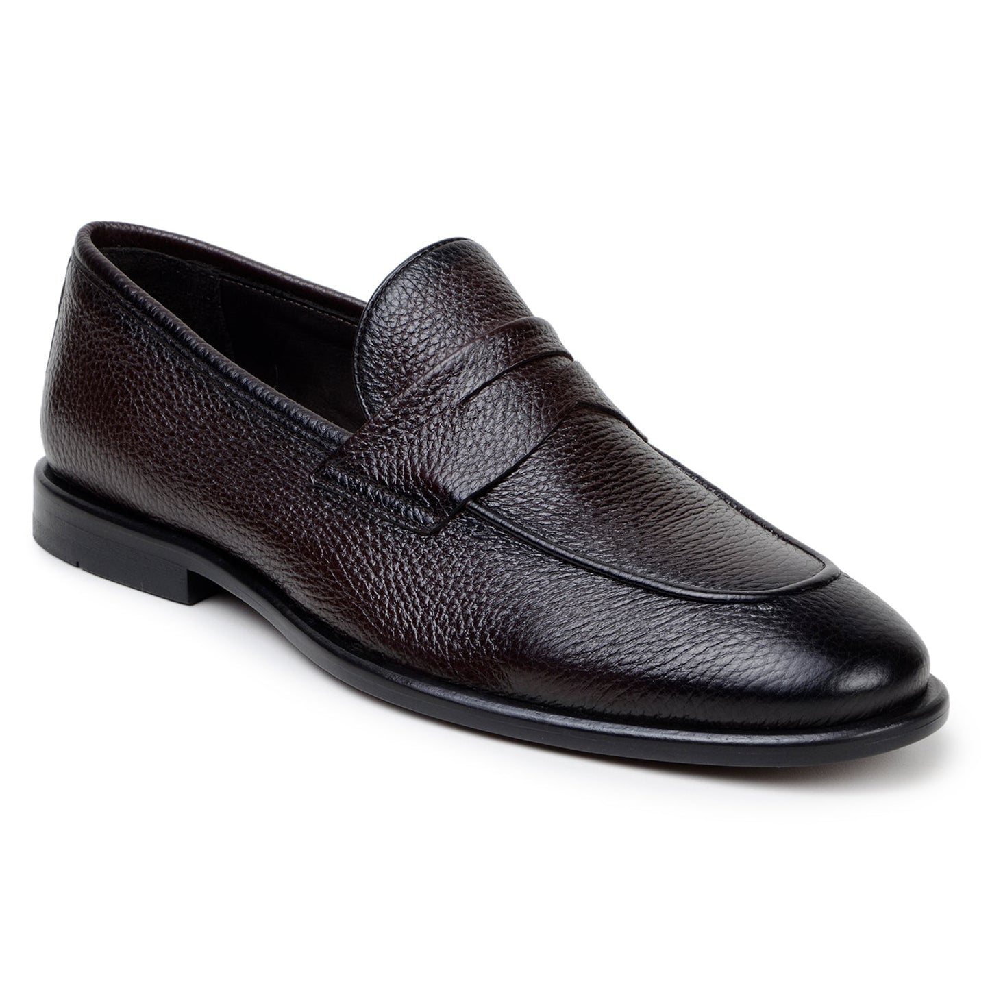 The BELVEDERE Belvedere-Nohr is a brown genuine Italian deerskin dress shoe with a textured finish, low heel, and rounded toe, handcrafted and shown in a side profile view.