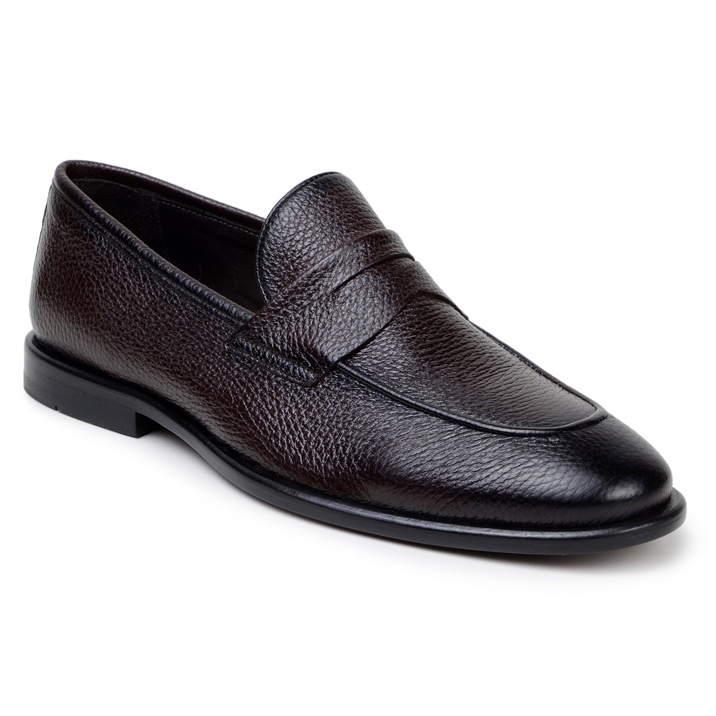 The BELVEDERE Belvedere-Nohr is a brown genuine Italian deerskin dress shoe with a textured finish, low heel, and rounded toe, handcrafted and shown in a side profile view.